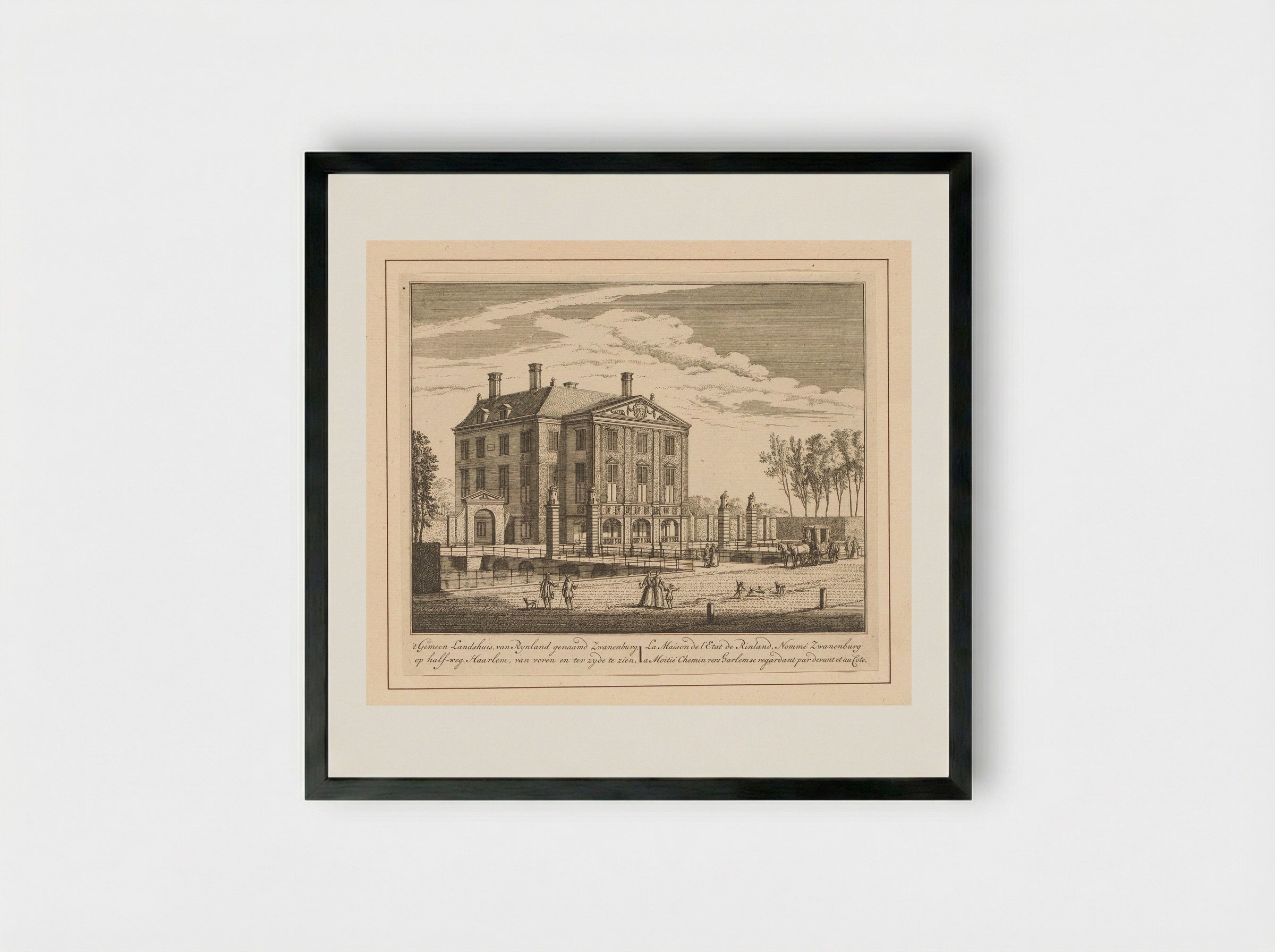 Gezicht op Huis Zwanenburg te Halfweg - Abraham Rademaker - Framed Print Black