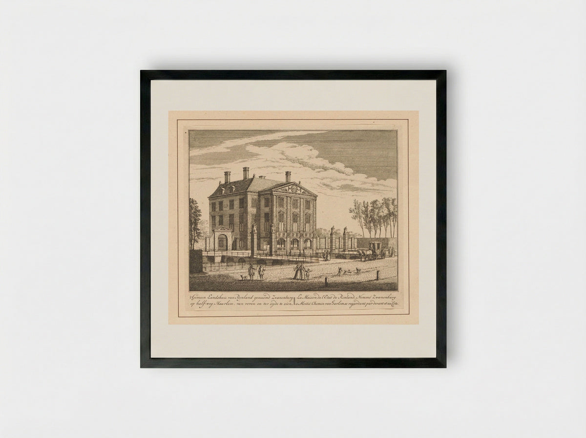 Gezicht op Huis Zwanenburg te Halfweg - Abraham Rademaker - Framed Print Black
