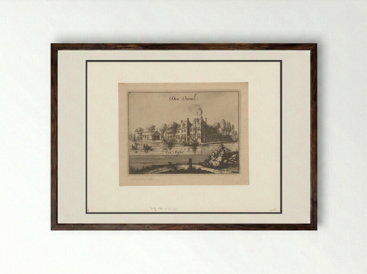 Gezicht op Huis de Omval - Johannes Leupenius - Framed Print Dark Wood