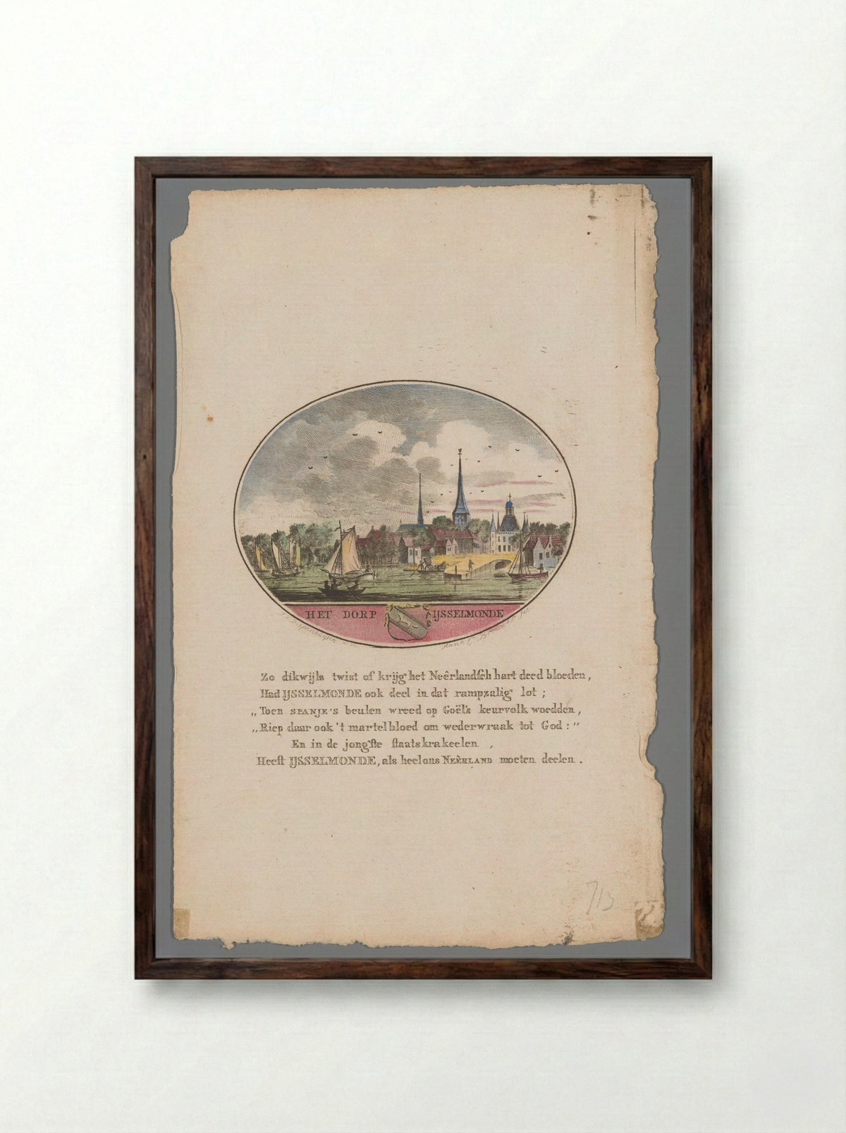 Gezicht op IJsselmonde - Hendrik Arend Banse - Framed Print Dark Wood