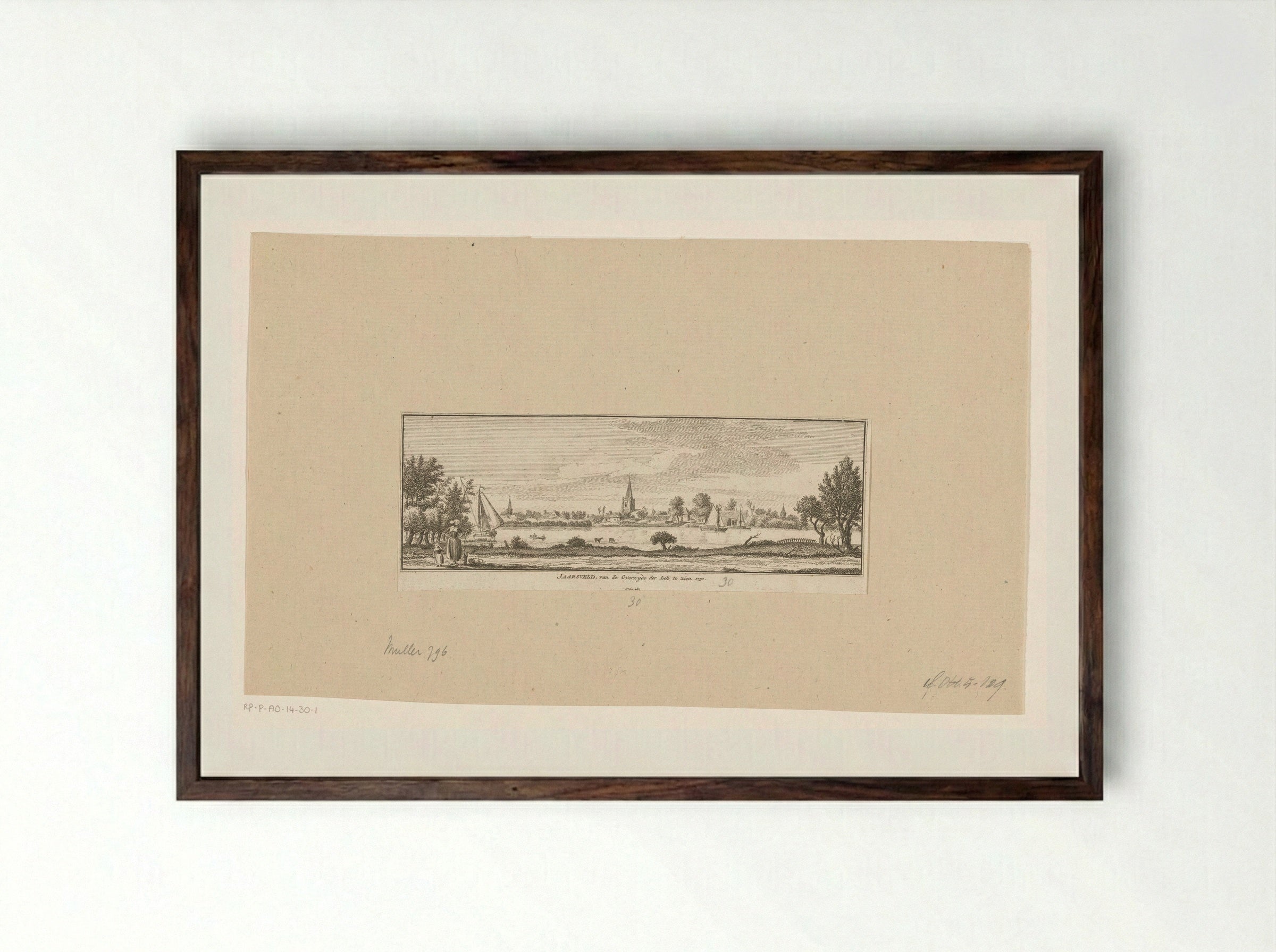 Gezicht op Jaarsveld - Hendrik Spilman - Framed Print Dark Wood