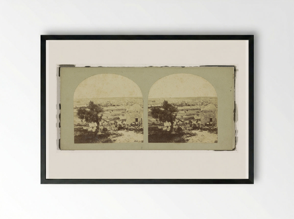 Gezicht op Jeruzalem vanaf de Olijfberg - Francis Frith - Framed Print Black