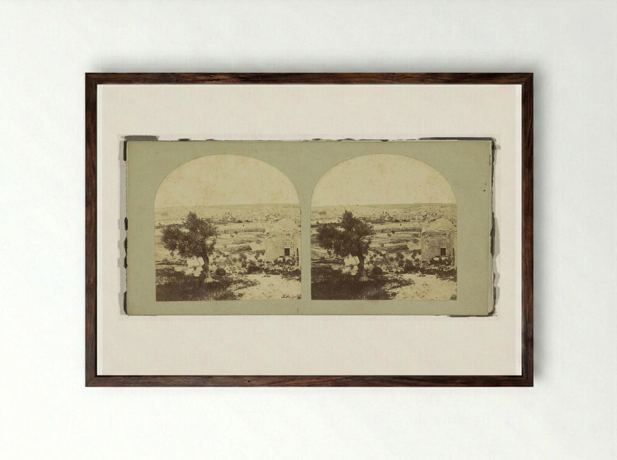 Gezicht op Jeruzalem vanaf de Olijfberg - Francis Frith - Framed Print Dark Wood