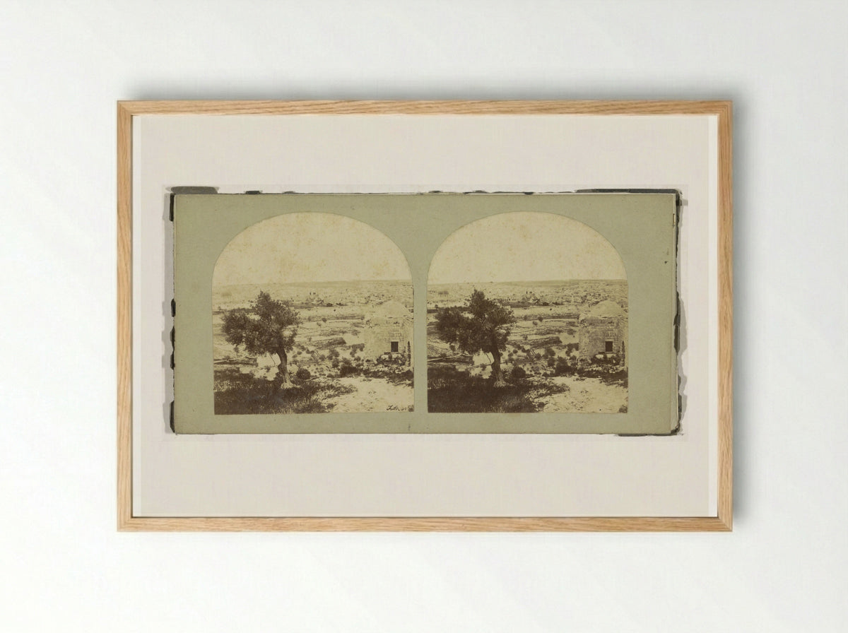 Gezicht op Jeruzalem vanaf de Olijfberg - Francis Frith - Framed Print Wood