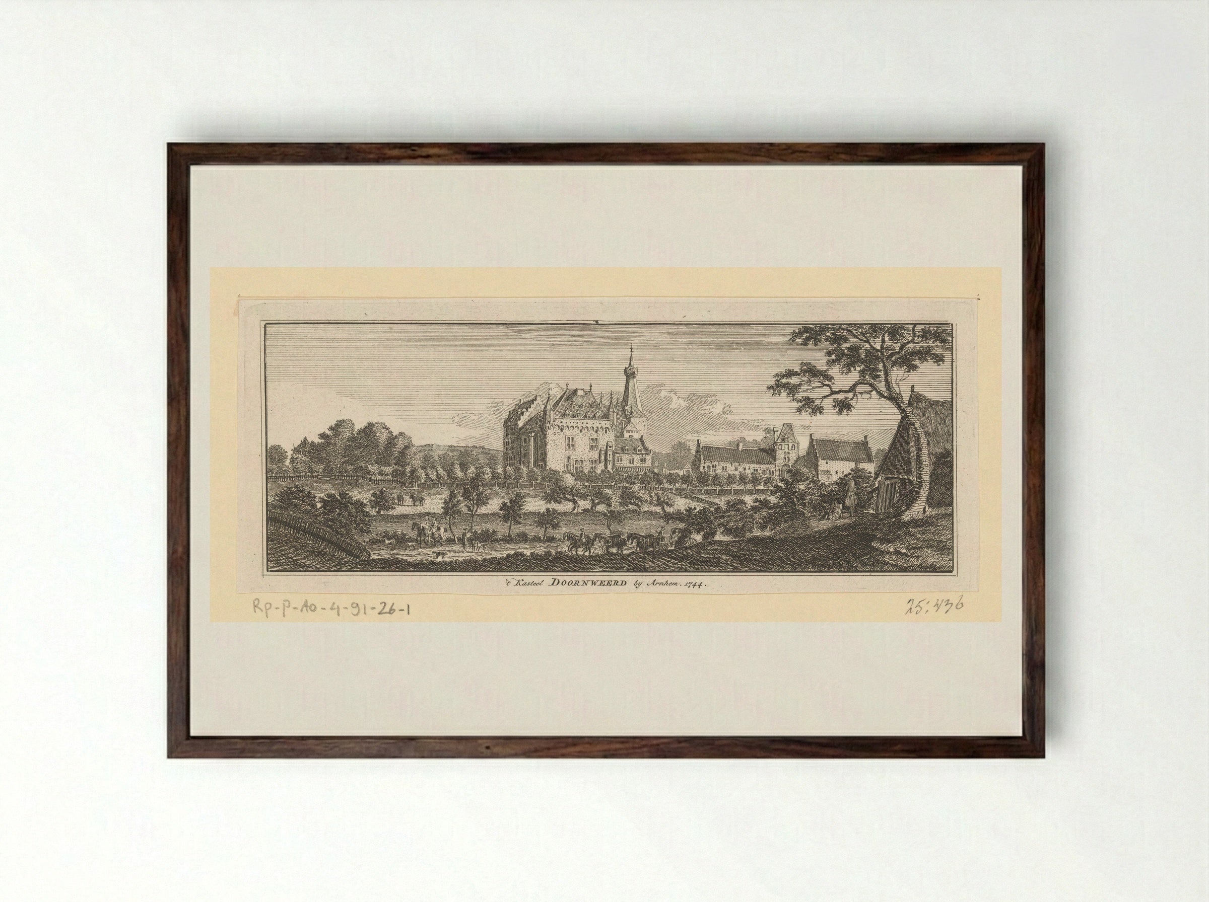 Gezicht op Kasteel Doorwerth - Hendrik Spilman - Framed Print Dark Wood