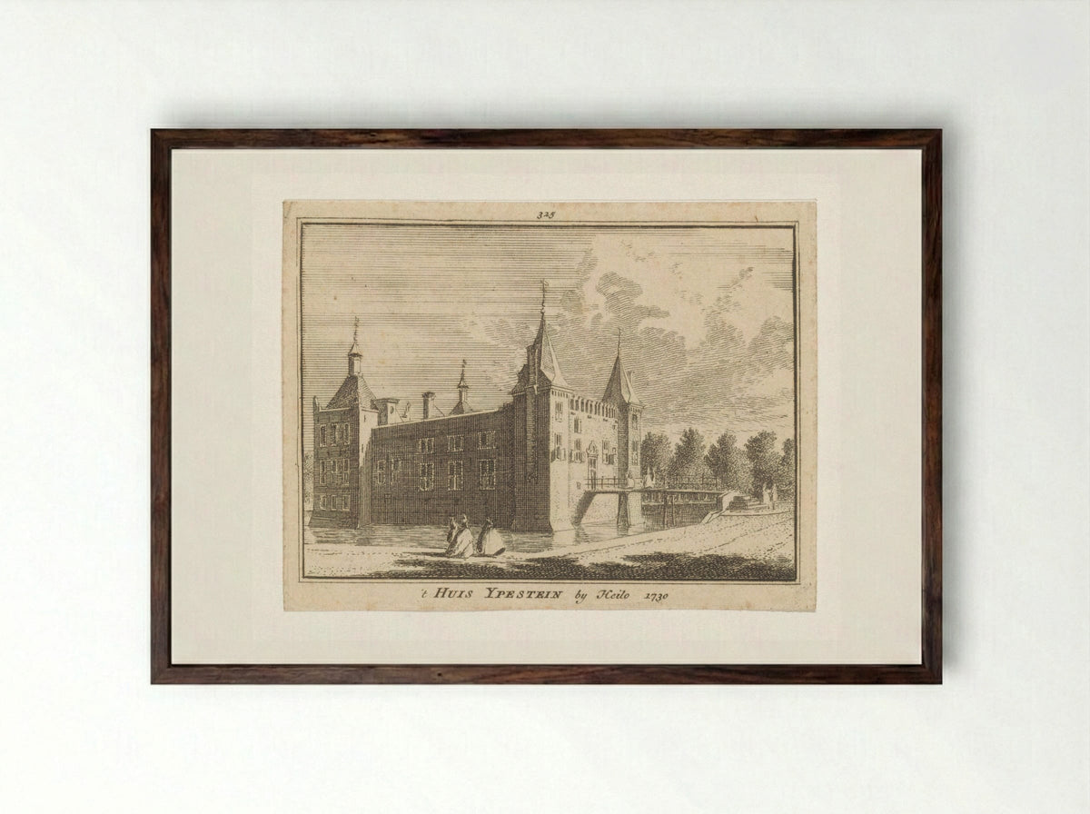 Gezicht op Kasteel Ypestein - Hendrik Spilman - Framed Print Dark Wood