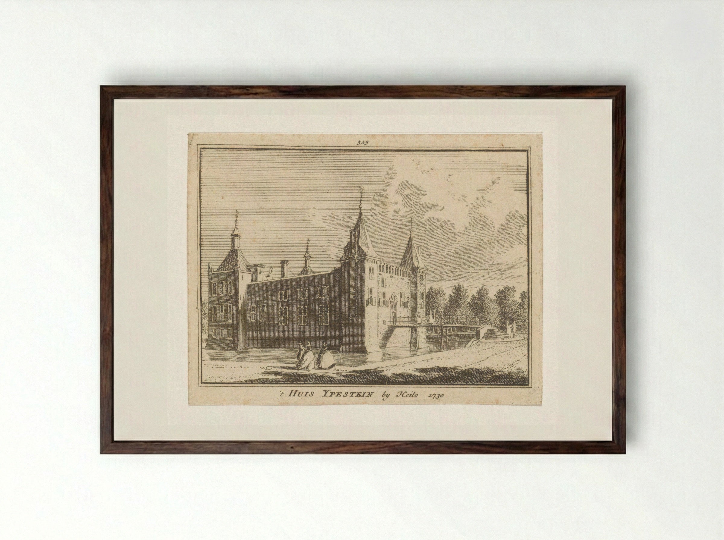 Gezicht op Kasteel Ypestein - Hendrik Spilman - Framed Print Dark Wood