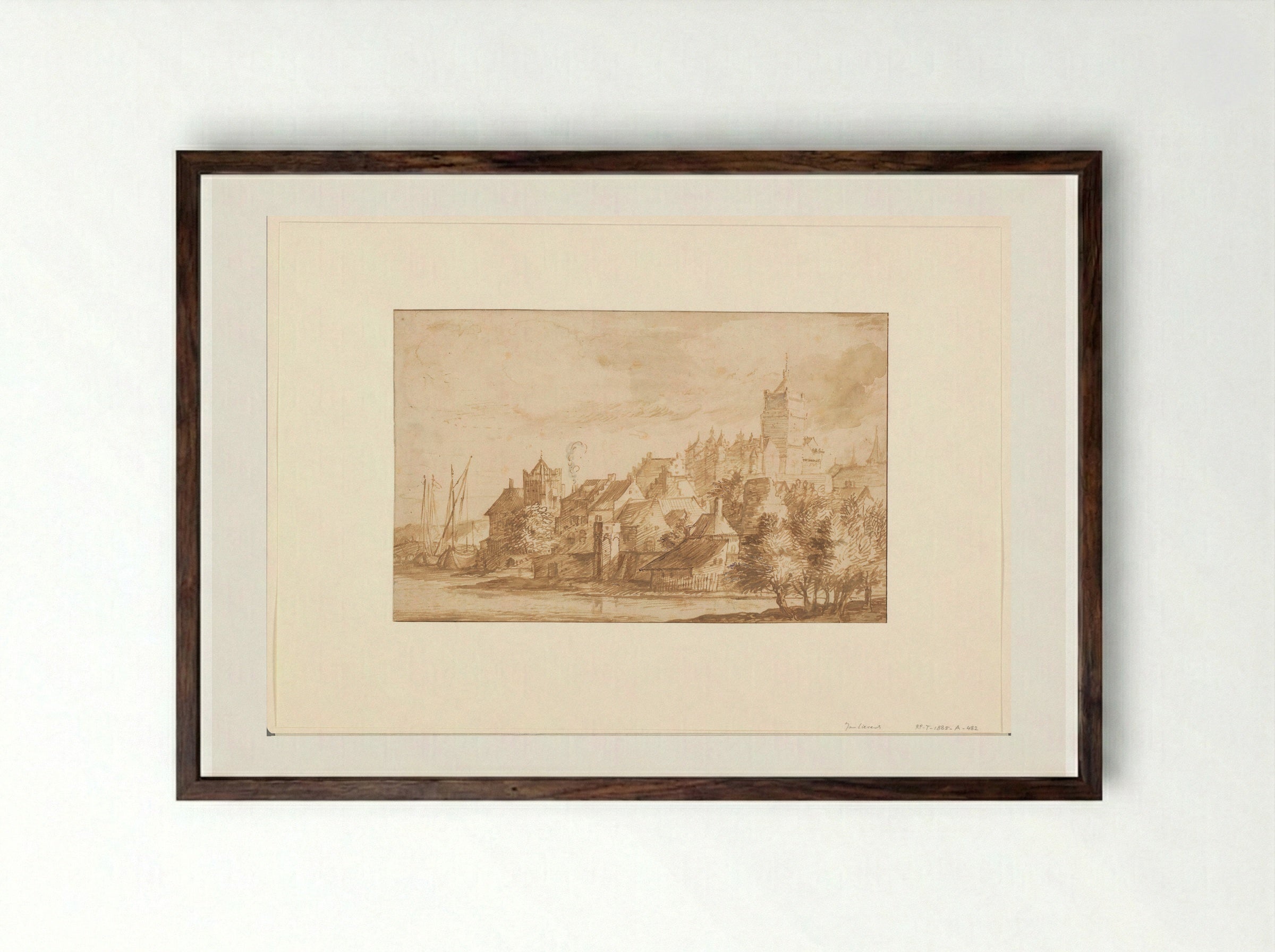 Gezicht op Kleef - Jan Lievens - Framed Print Dark Wood