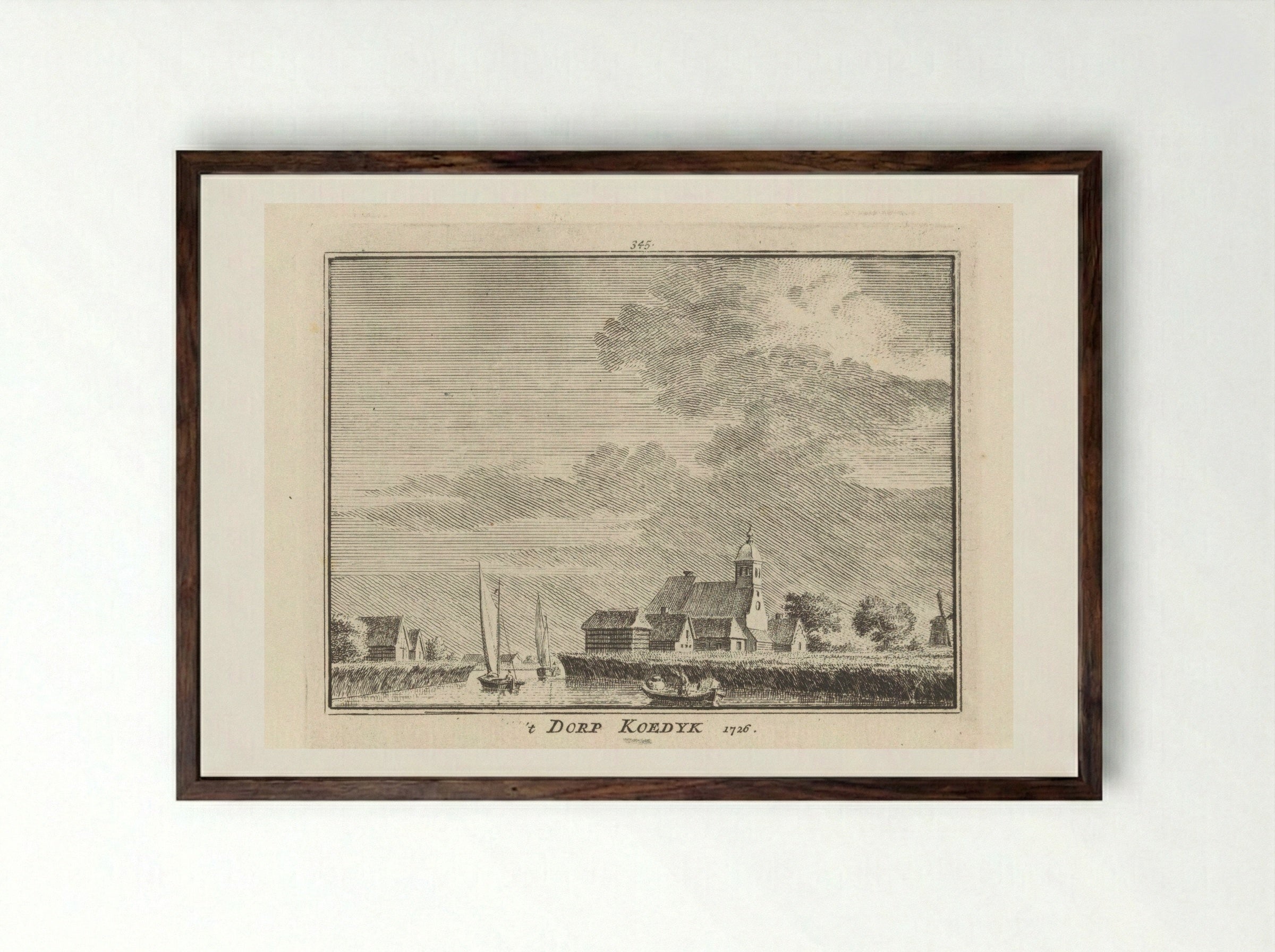 Gezicht op Koedijk - Hendrik Spilman - Framed Print Dark Wood