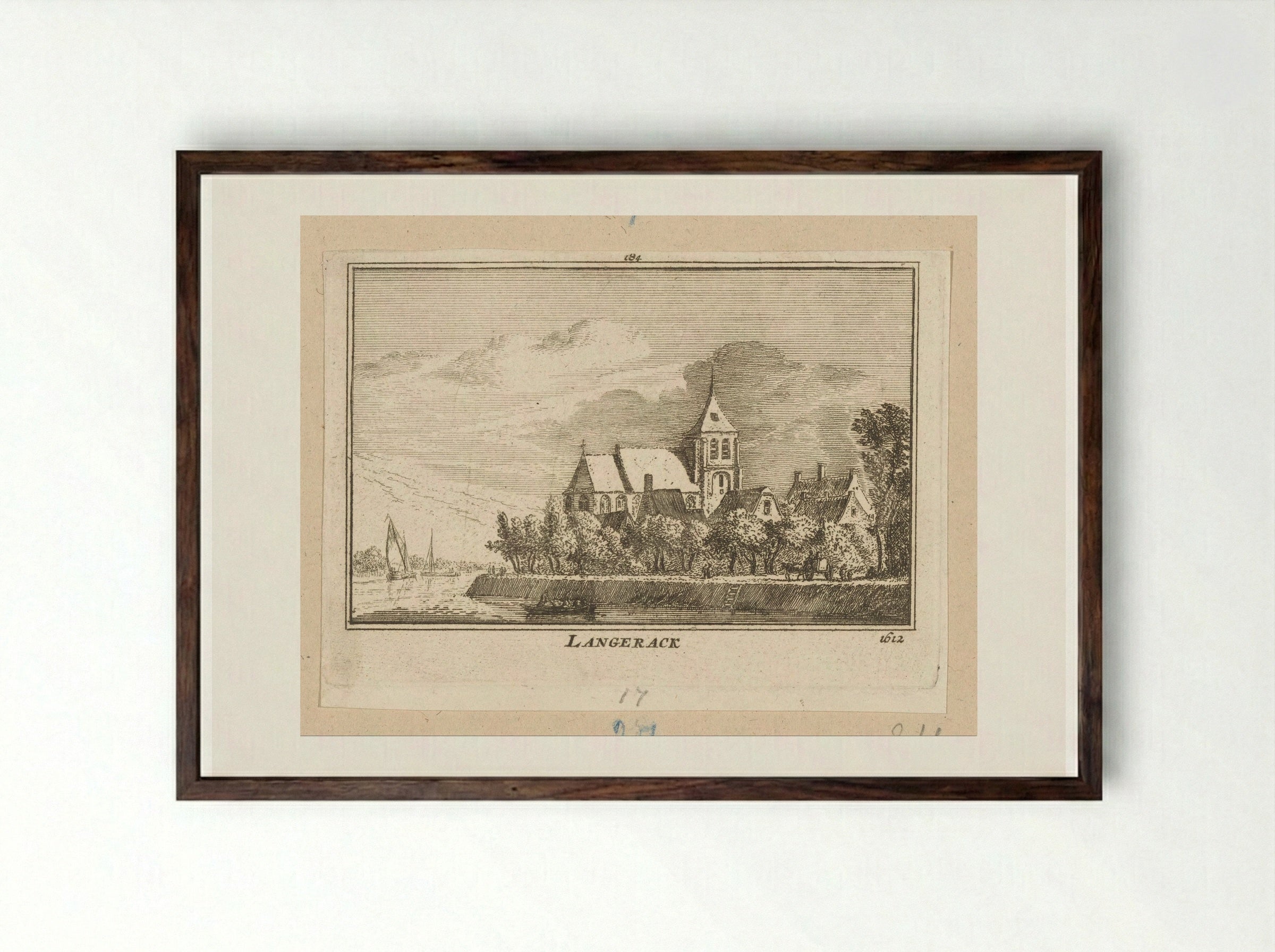 Gezicht op Langerak - Abraham Rademaker - Framed Print Dark Wood
