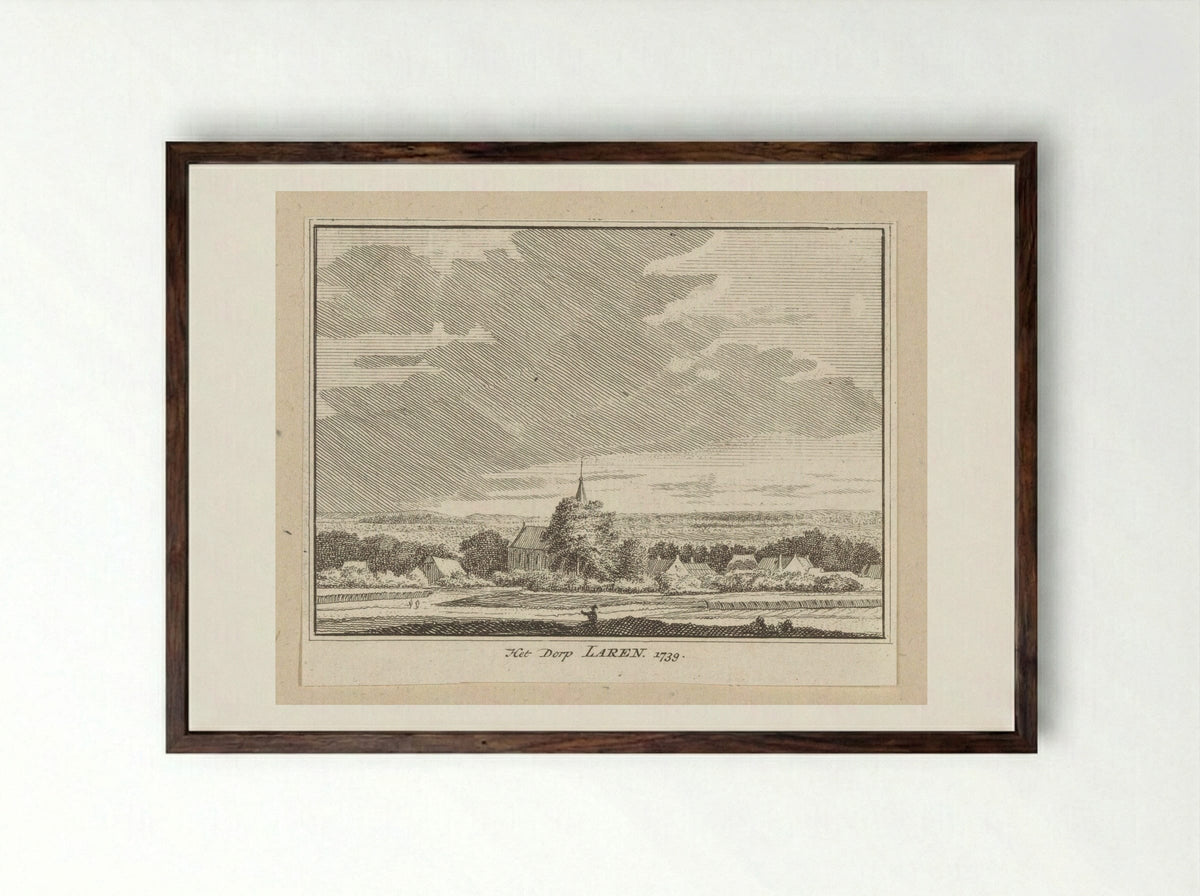 Gezicht op Laren - Hendrik Spilman - Framed Print Dark Wood