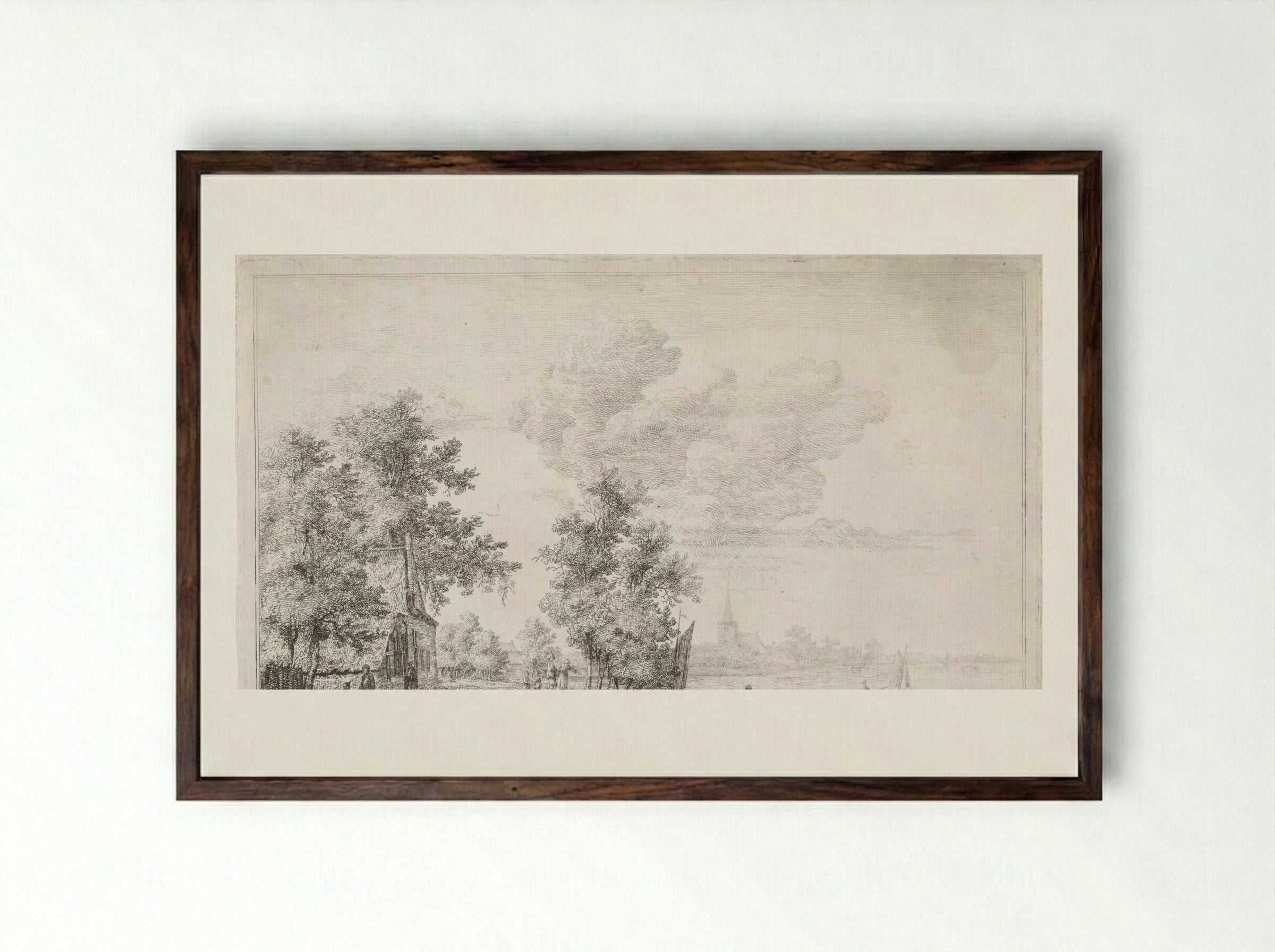 Gezicht op Lekkerkerk - Jacobus Versteegen - Framed Print Dark Wood