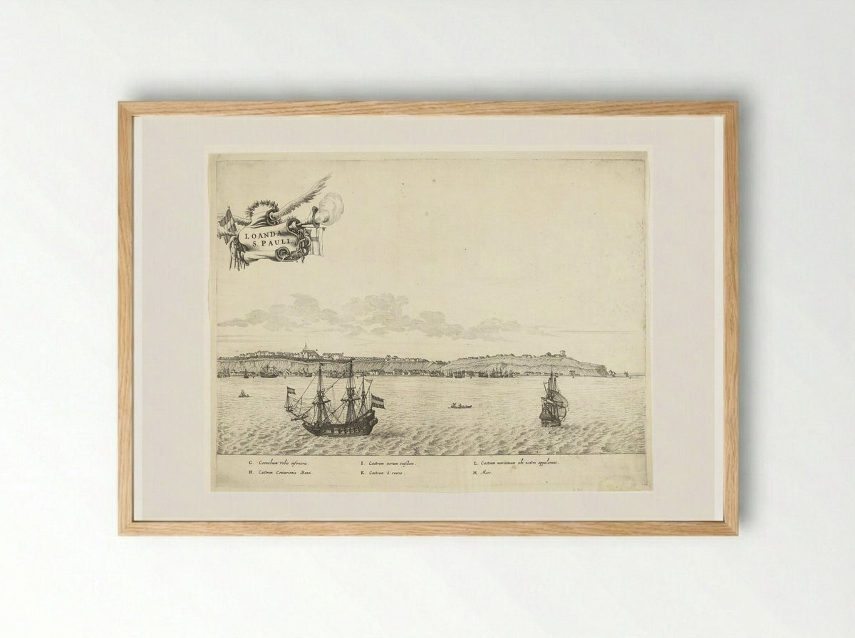 Gezicht op Luanda (rechterhelft) - Salomon Savery - Framed Print Wood