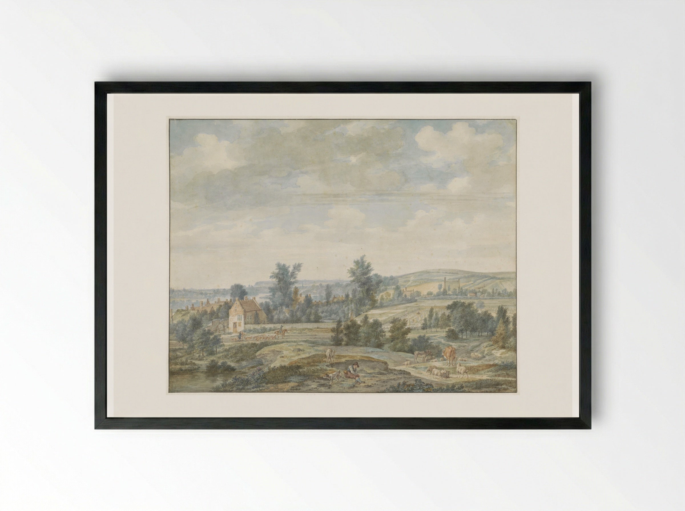 Gezicht op Middachten en Dieren - Aert Schouman - Framed Print Black
