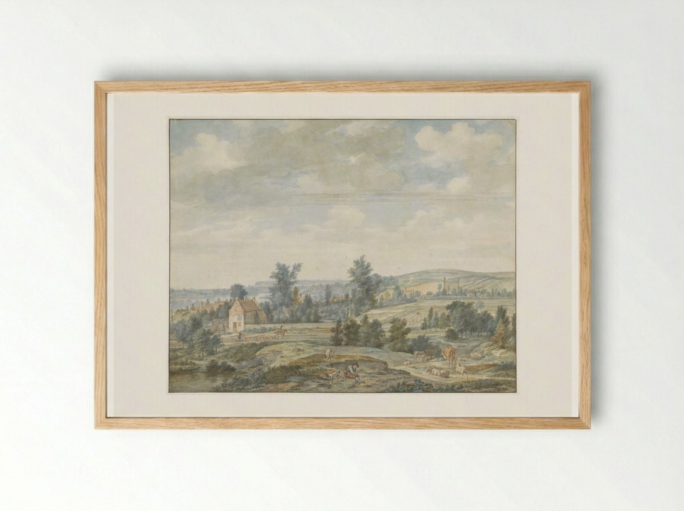 Gezicht op Middachten en Dieren - Aert Schouman - Framed Print Wood