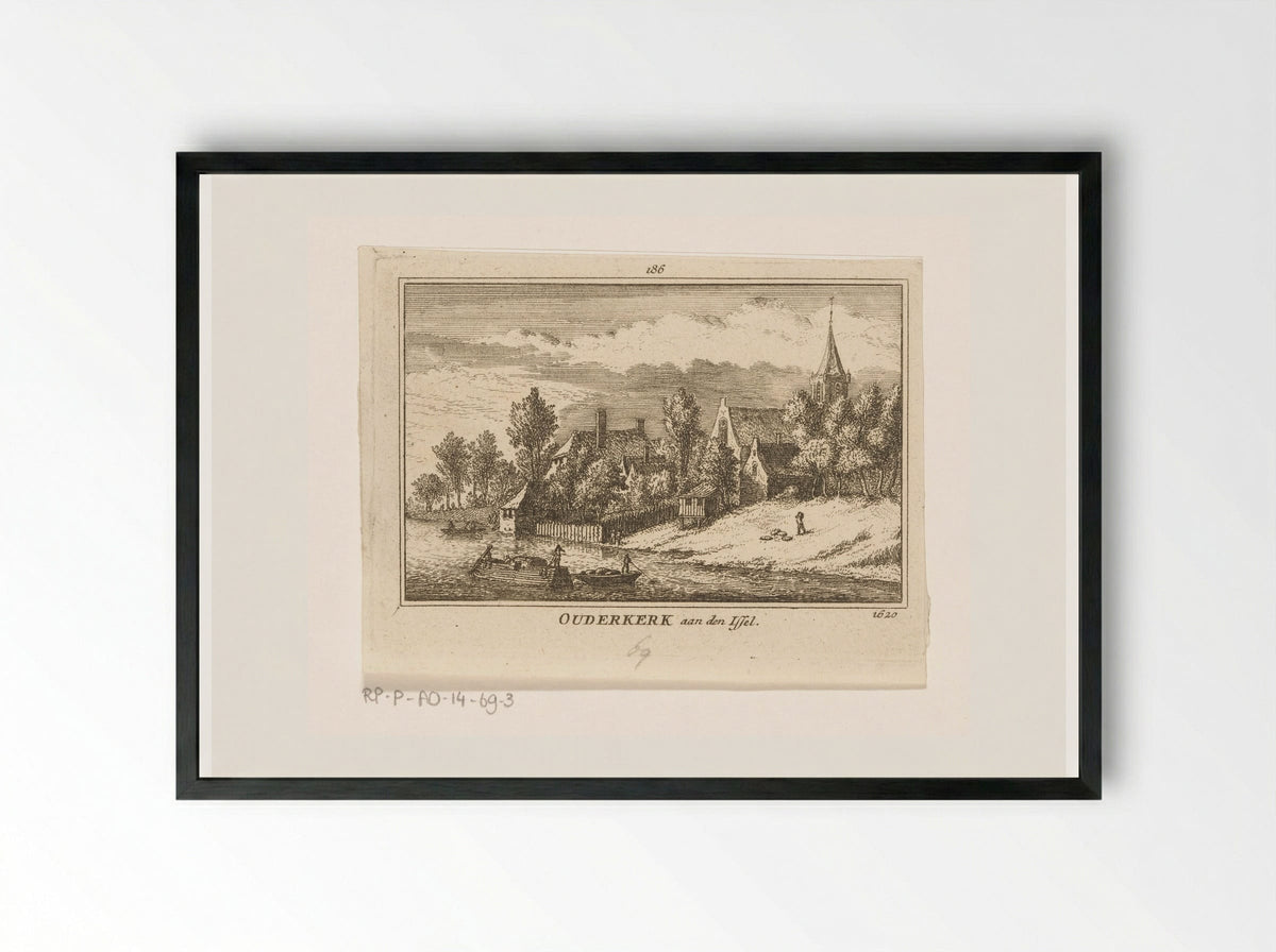 Gezicht op Ouderkerk aan den IJssel - Abraham Rademaker - Framed Print Black