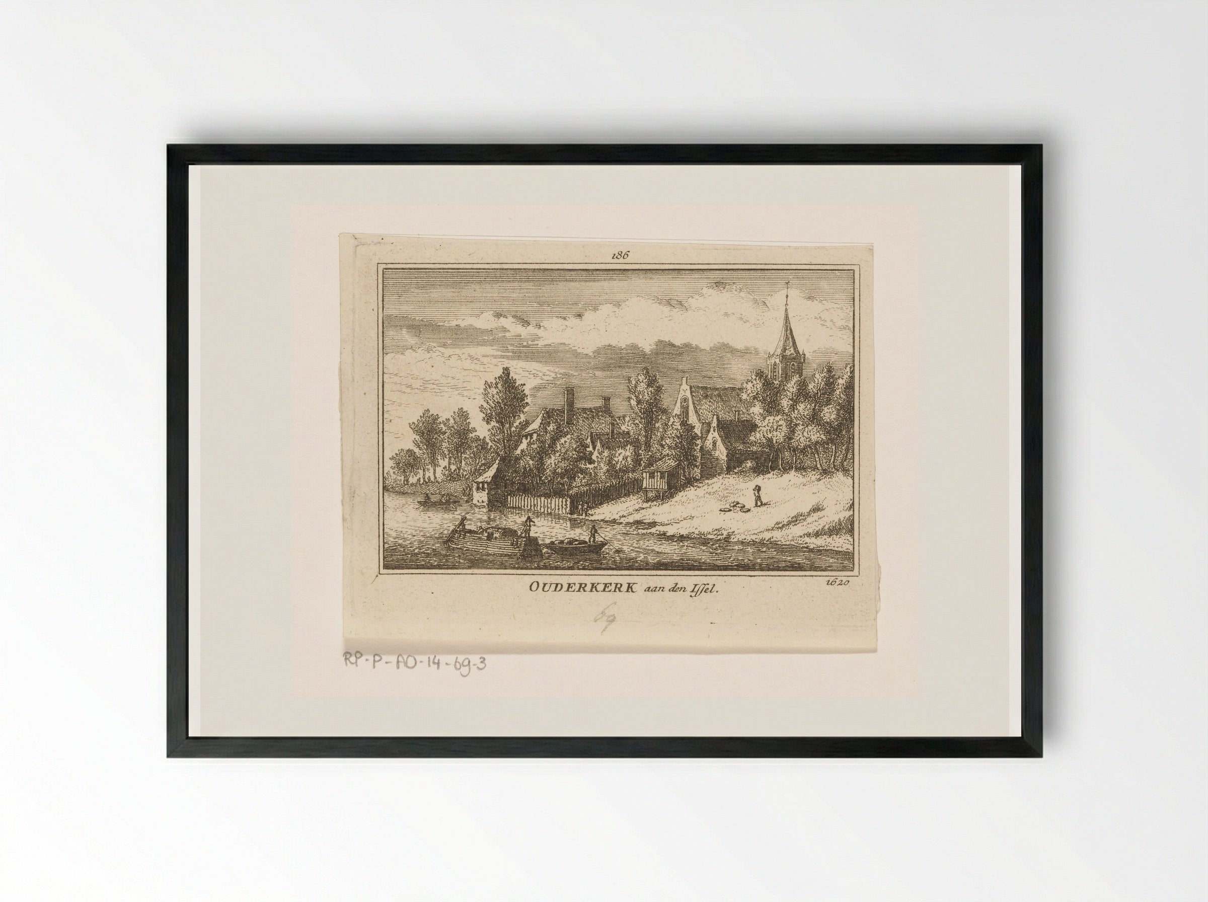 Gezicht op Ouderkerk aan den IJssel - Abraham Rademaker - Framed Print Black