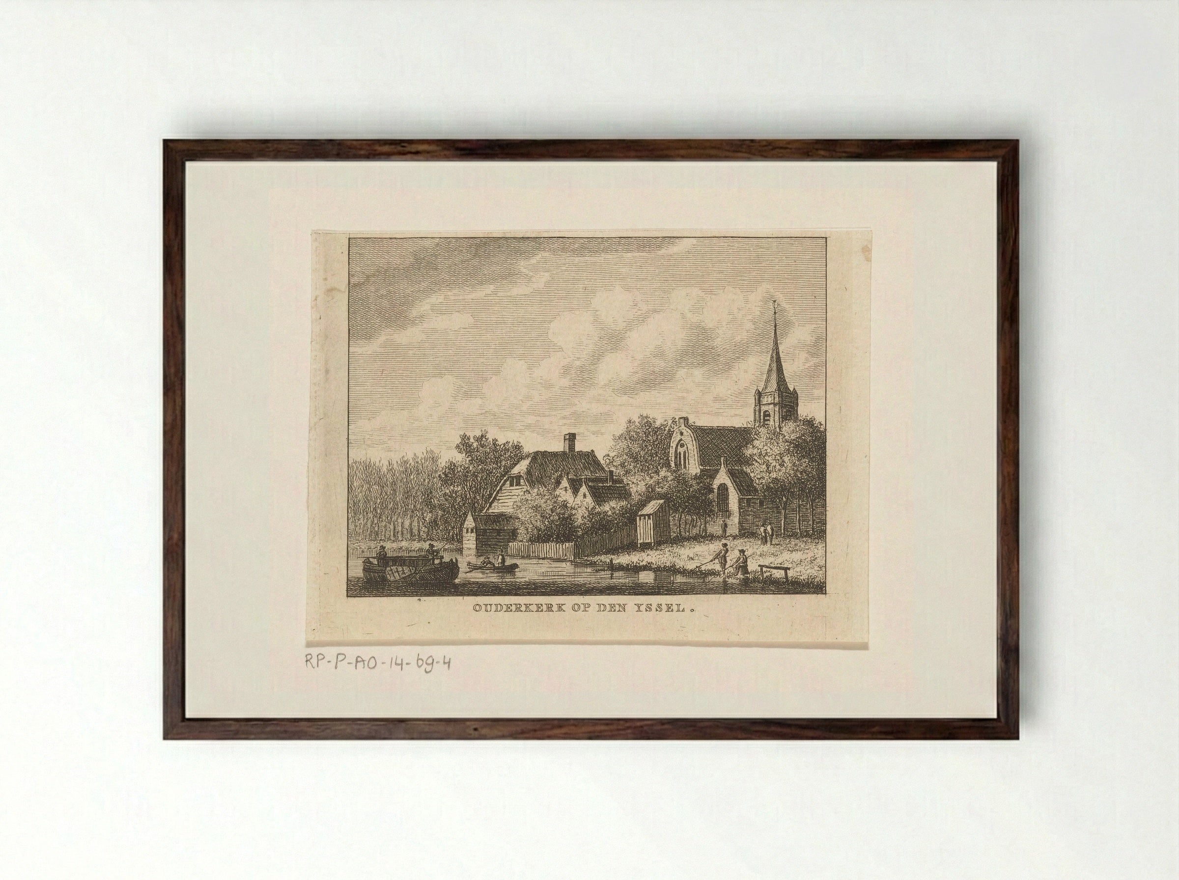 Gezicht op Ouderkerk aan den IJssel - Carel Frederik Bendorp (I) - Framed Print Dark Wood