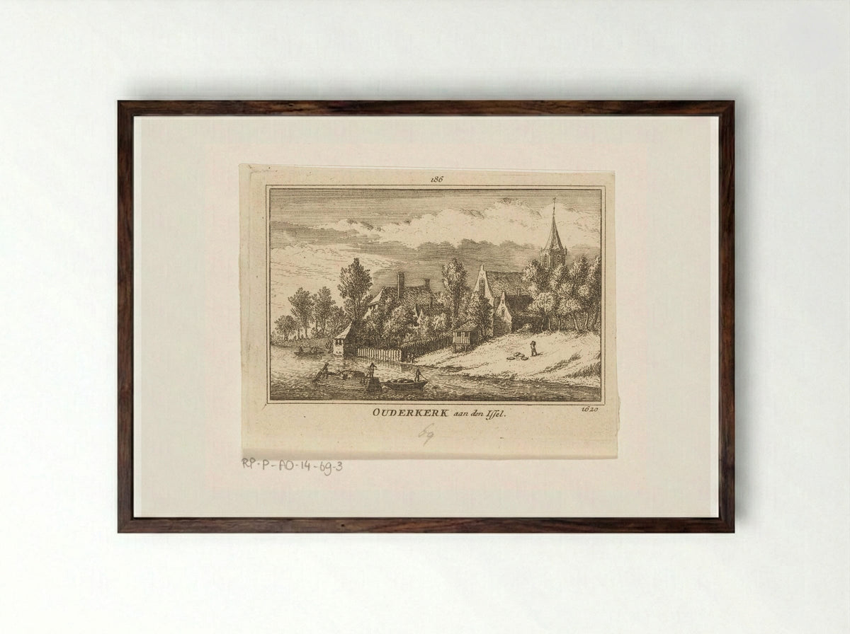 Gezicht op Ouderkerk aan den IJssel - Abraham Rademaker - Framed Print Dark Wood