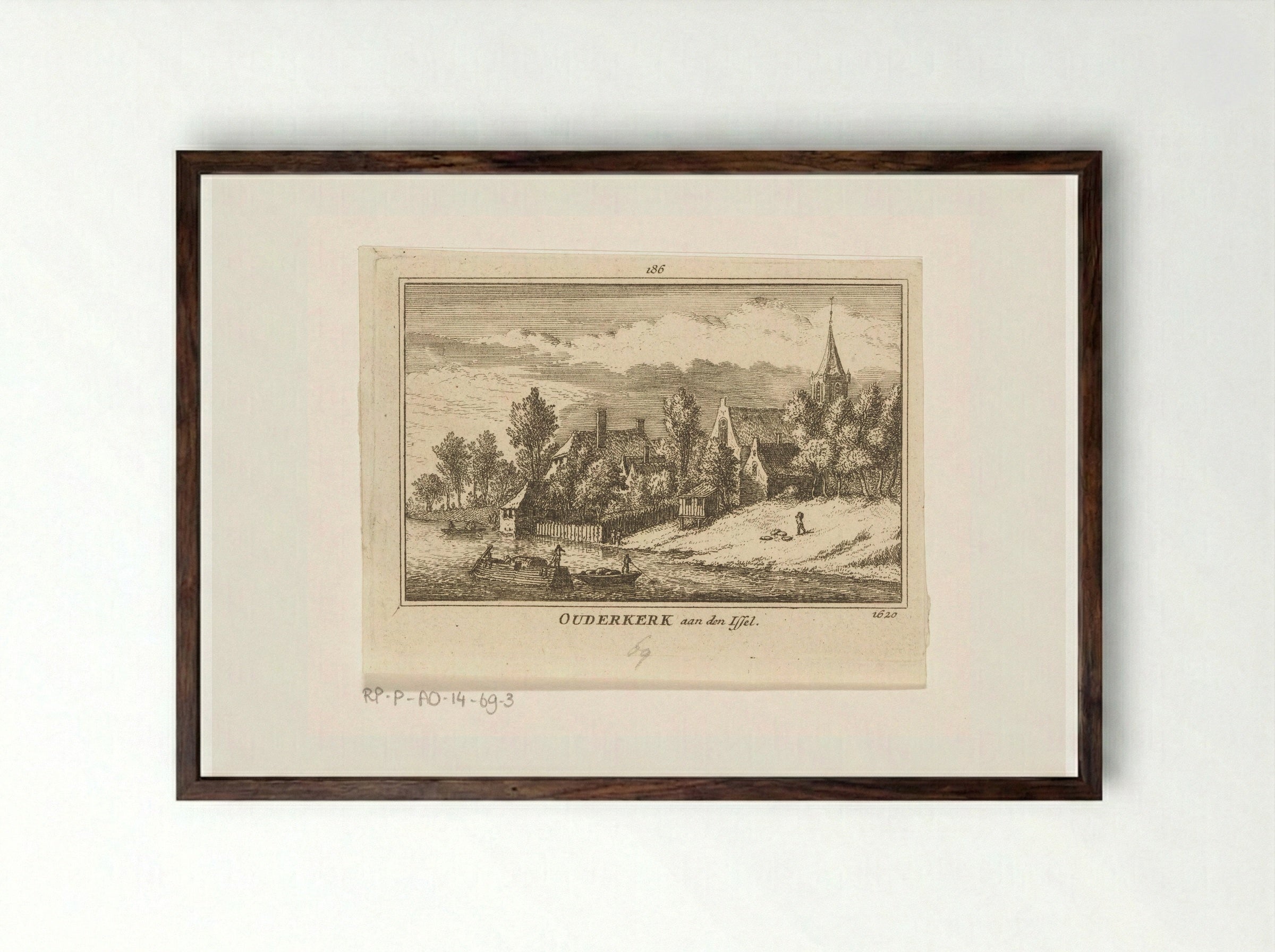 Gezicht op Ouderkerk aan den IJssel - Abraham Rademaker - Framed Print Dark Wood