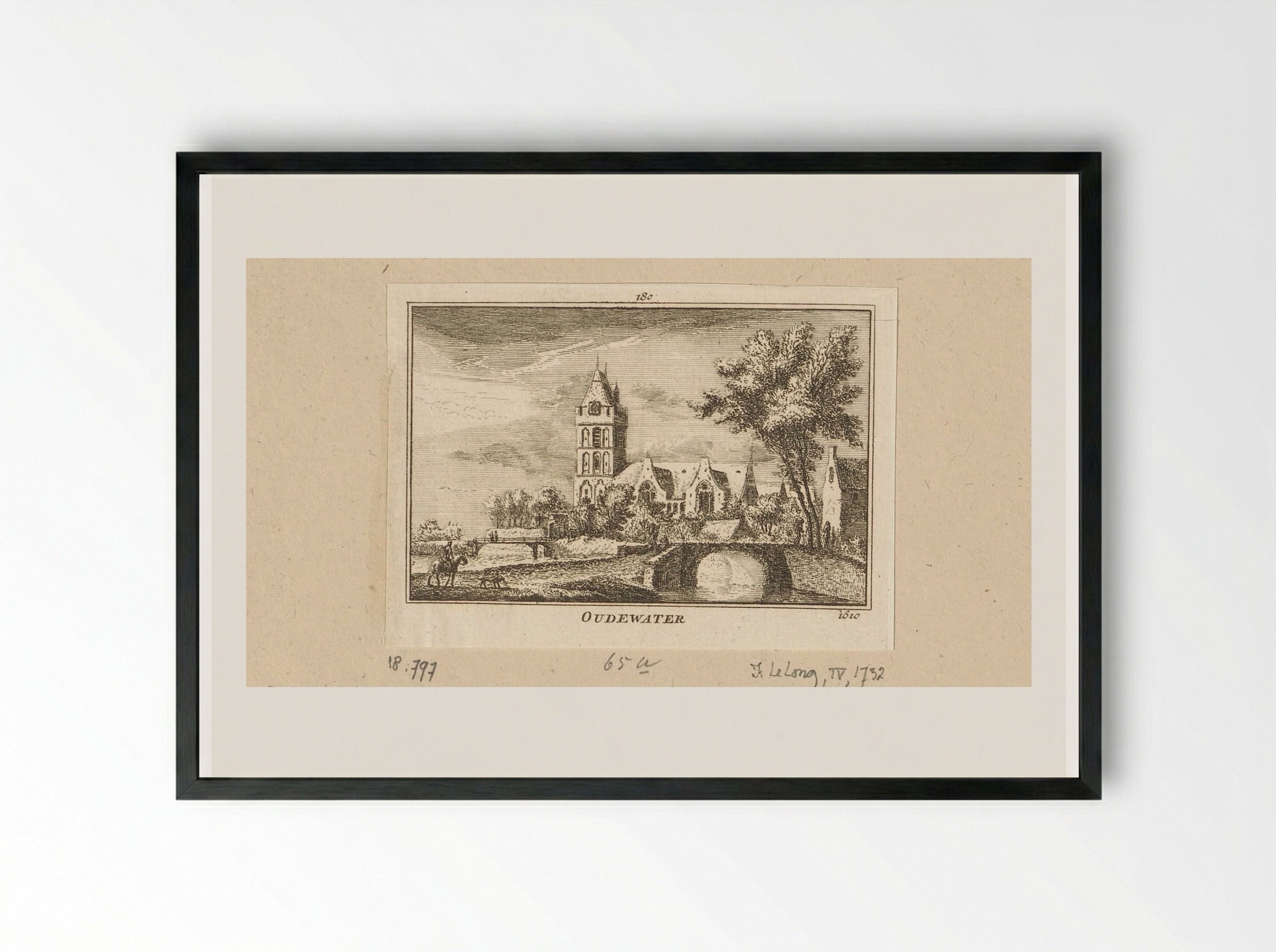 Gezicht op Oudewater - Abraham Rademaker - Framed Print Black