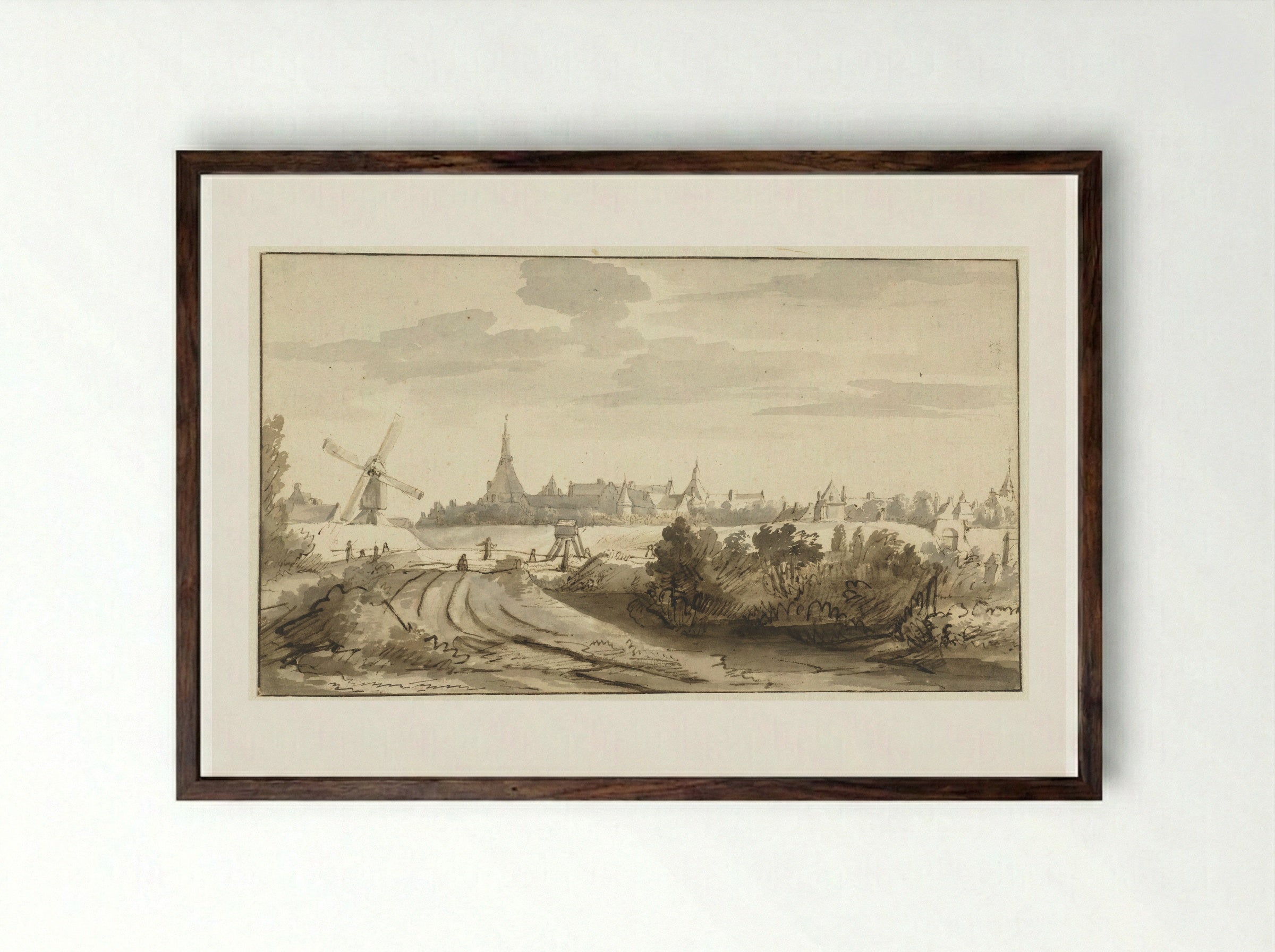 Gezicht op Ravestein - Nicolaes Maes - Framed Print Dark Wood