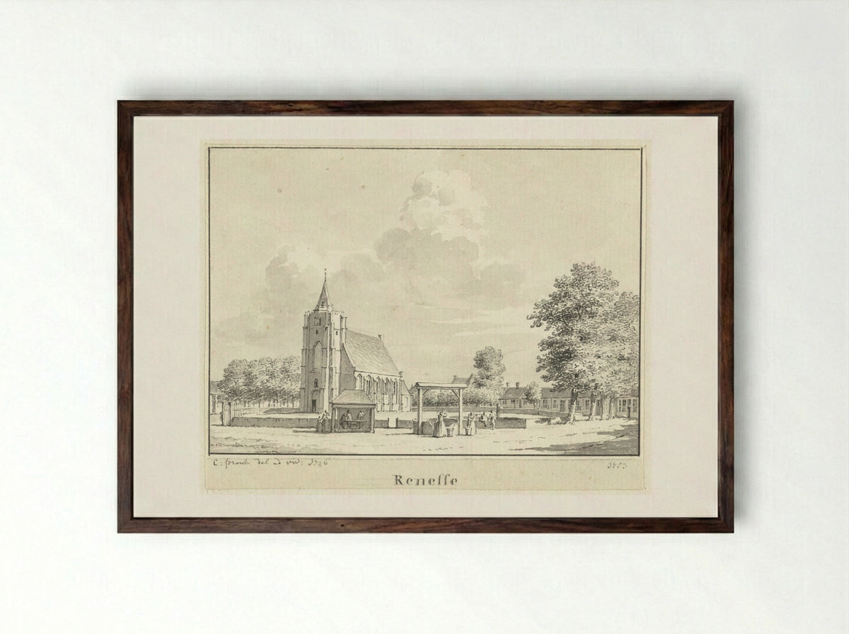 Gezicht op Renesse - Cornelis Pronk - Framed Print Dark Wood