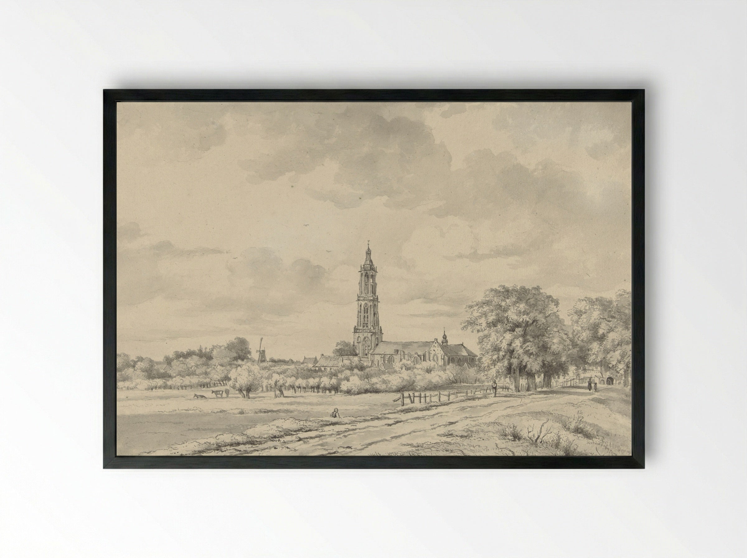 Gezicht op Rhenen - Arnoldus Johannes Eymer - Framed Print Black