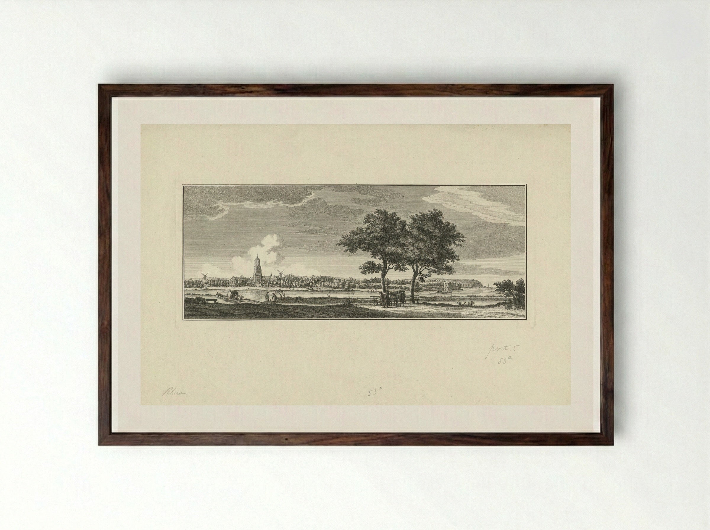 Gezicht op Rhenen - Jan Caspar Philips - Framed Print Dark Wood