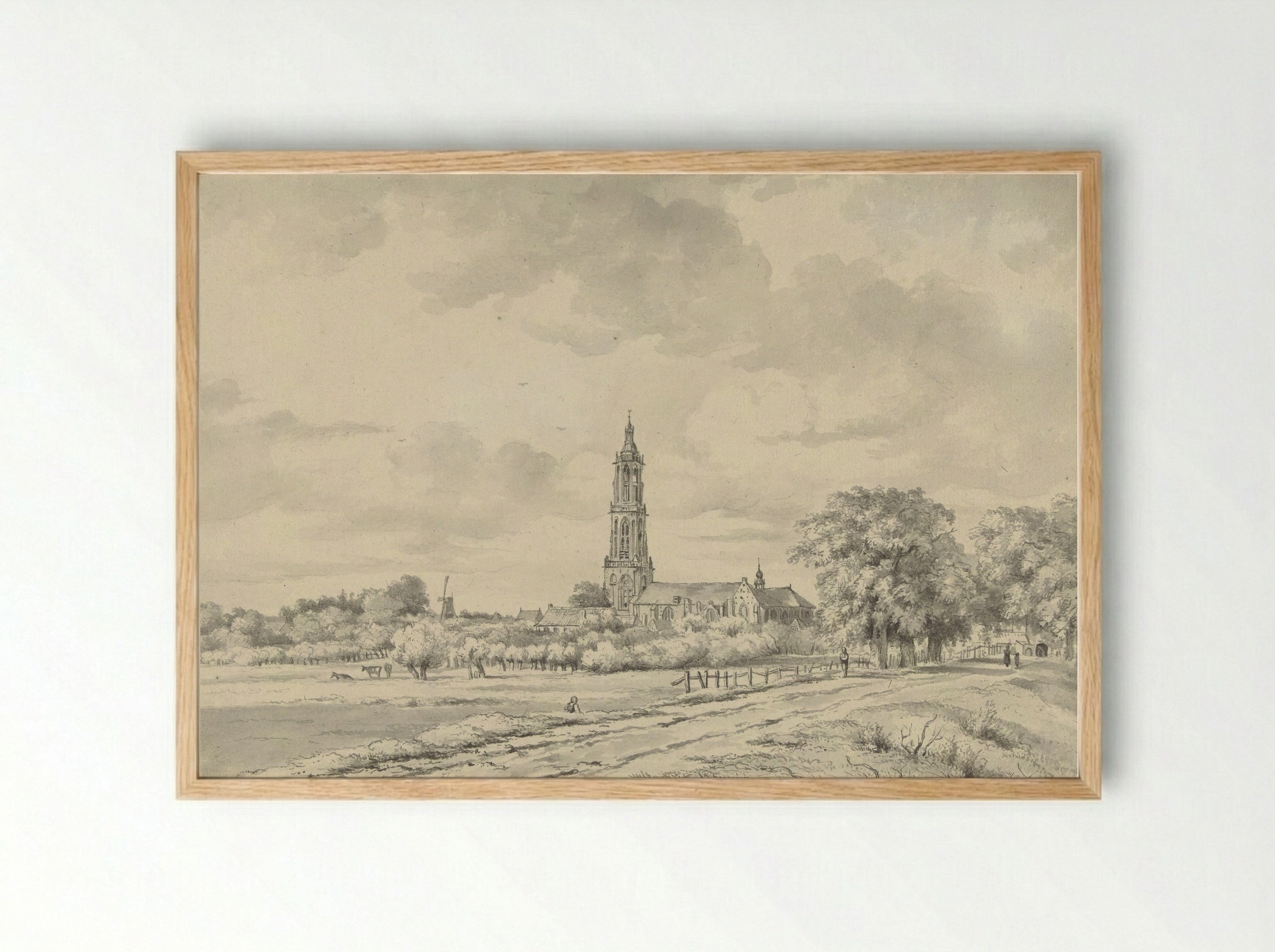 Gezicht op Rhenen - Arnoldus Johannes Eymer - Framed Print Wood