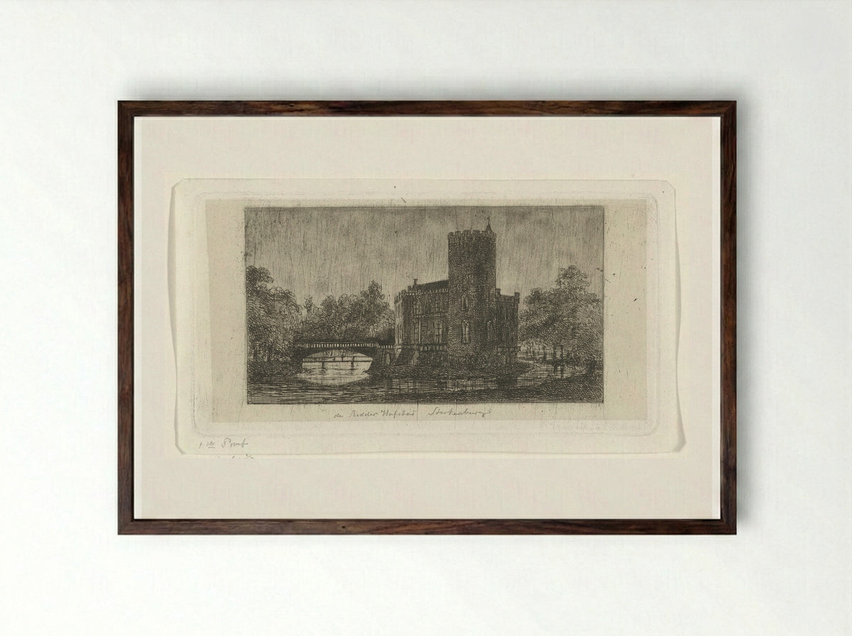 Gezicht op Ridderhofstad Sterkenburg - Jacobus Ludovicus Cornet - Framed Print Dark Wood