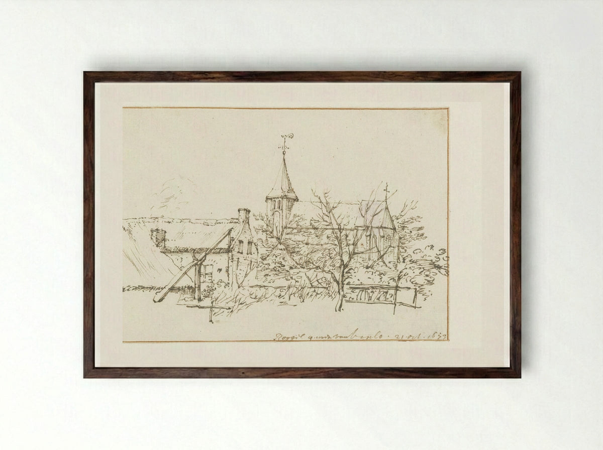 Gezicht op Roggel - Constantijn Huygens (II) - Framed Print Dark Wood