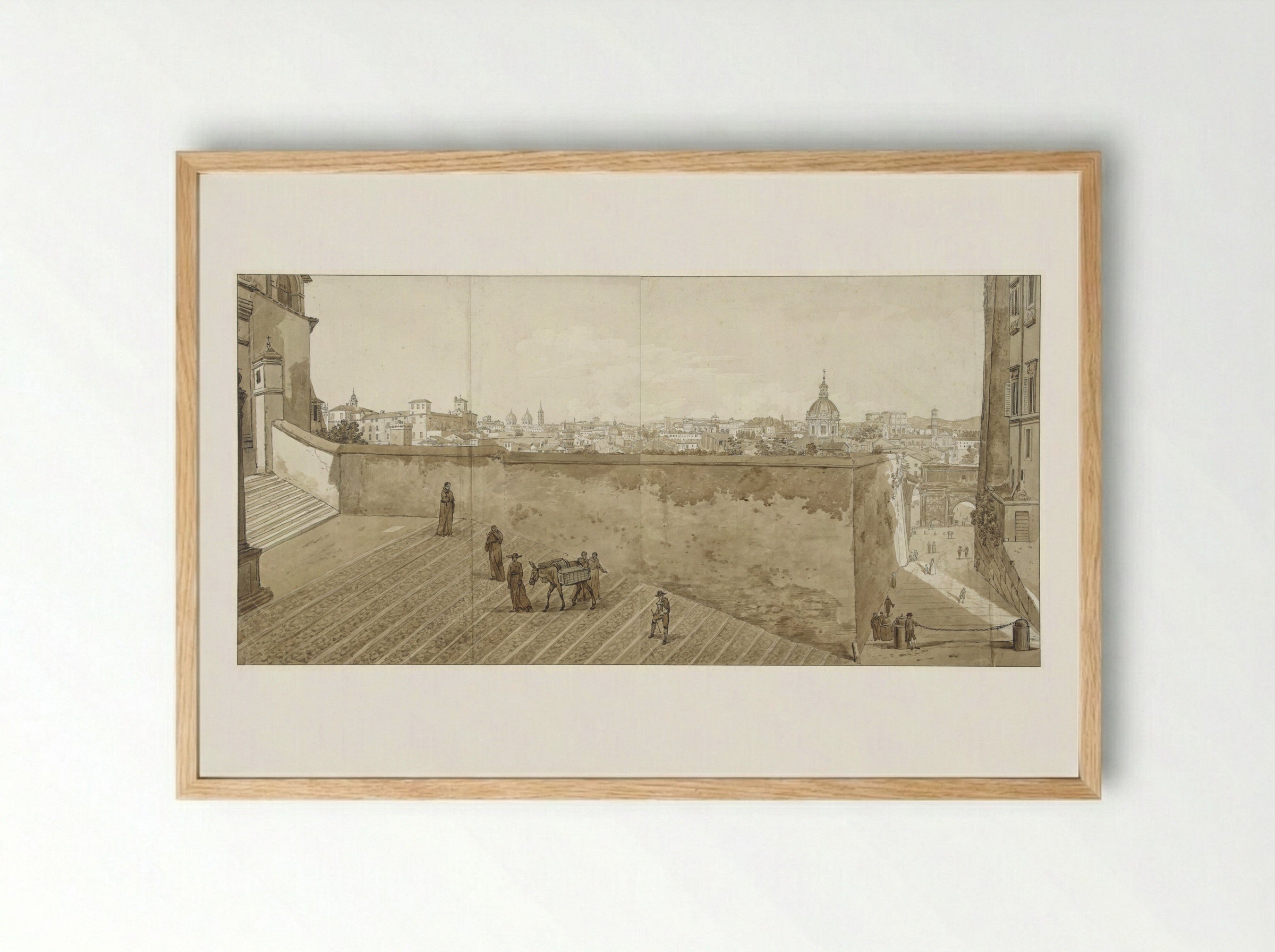Gezicht op Rome vanaf het Capitool - Jean Grandjean - Framed Print Wood