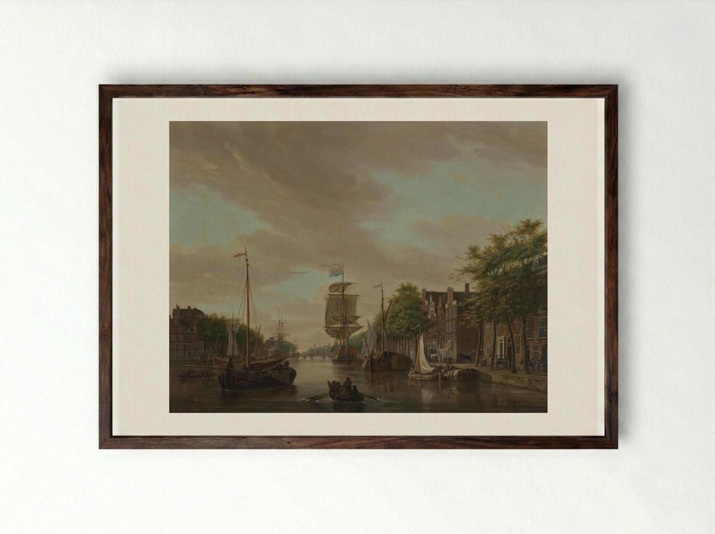 Gezicht op Rotterdam gezien vanaf de Maas - Gerrit Groenewegen - Framed Print Dark Wood