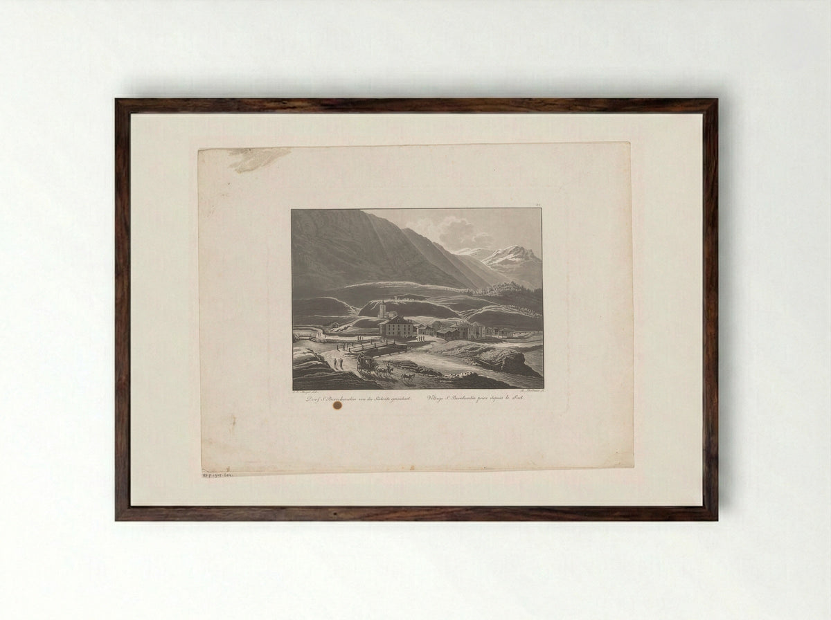 Gezicht op San Bernardino - Johann Jakob Meyer - Framed Print Dark Wood
