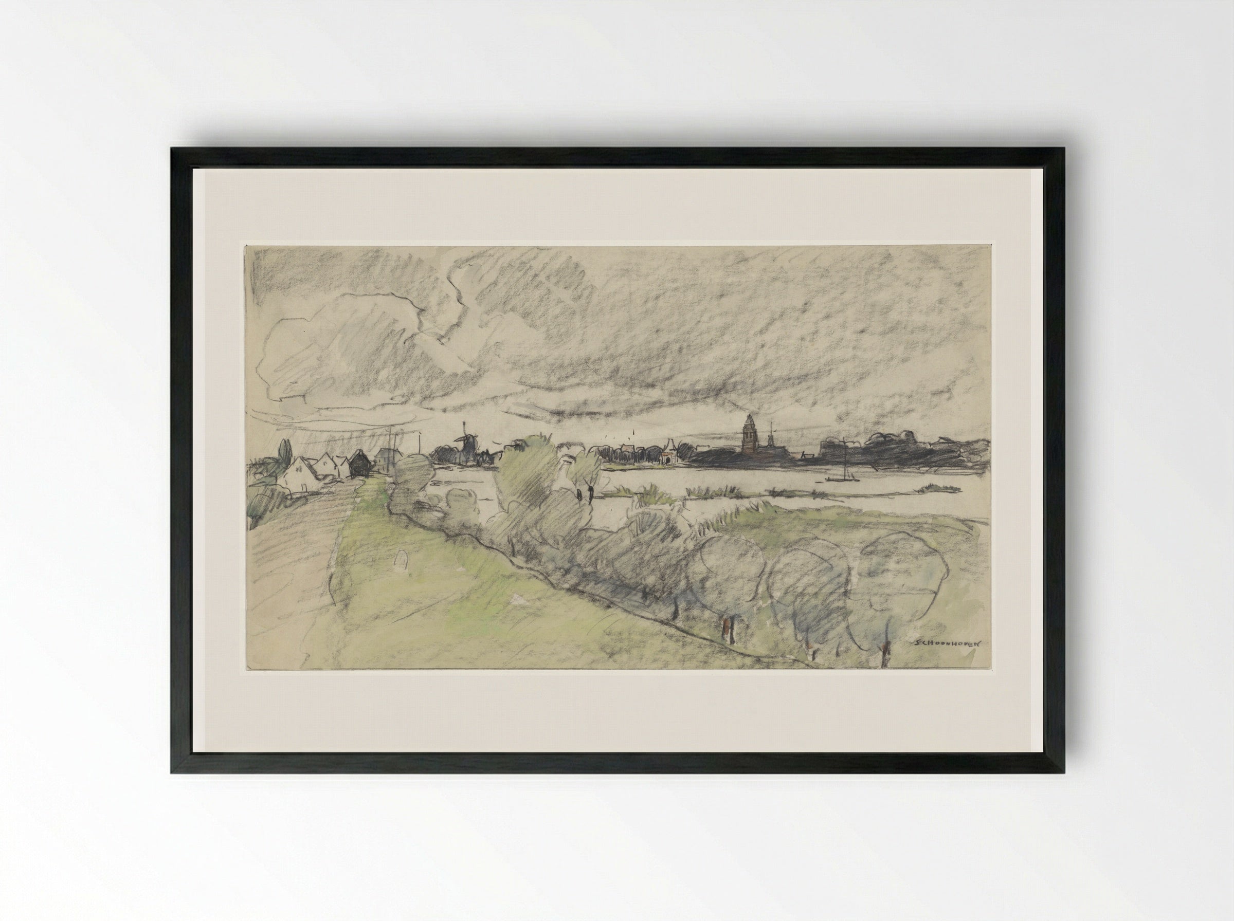 Gezicht op Schoonhoven - Adolf le Comte - Framed Print Black
