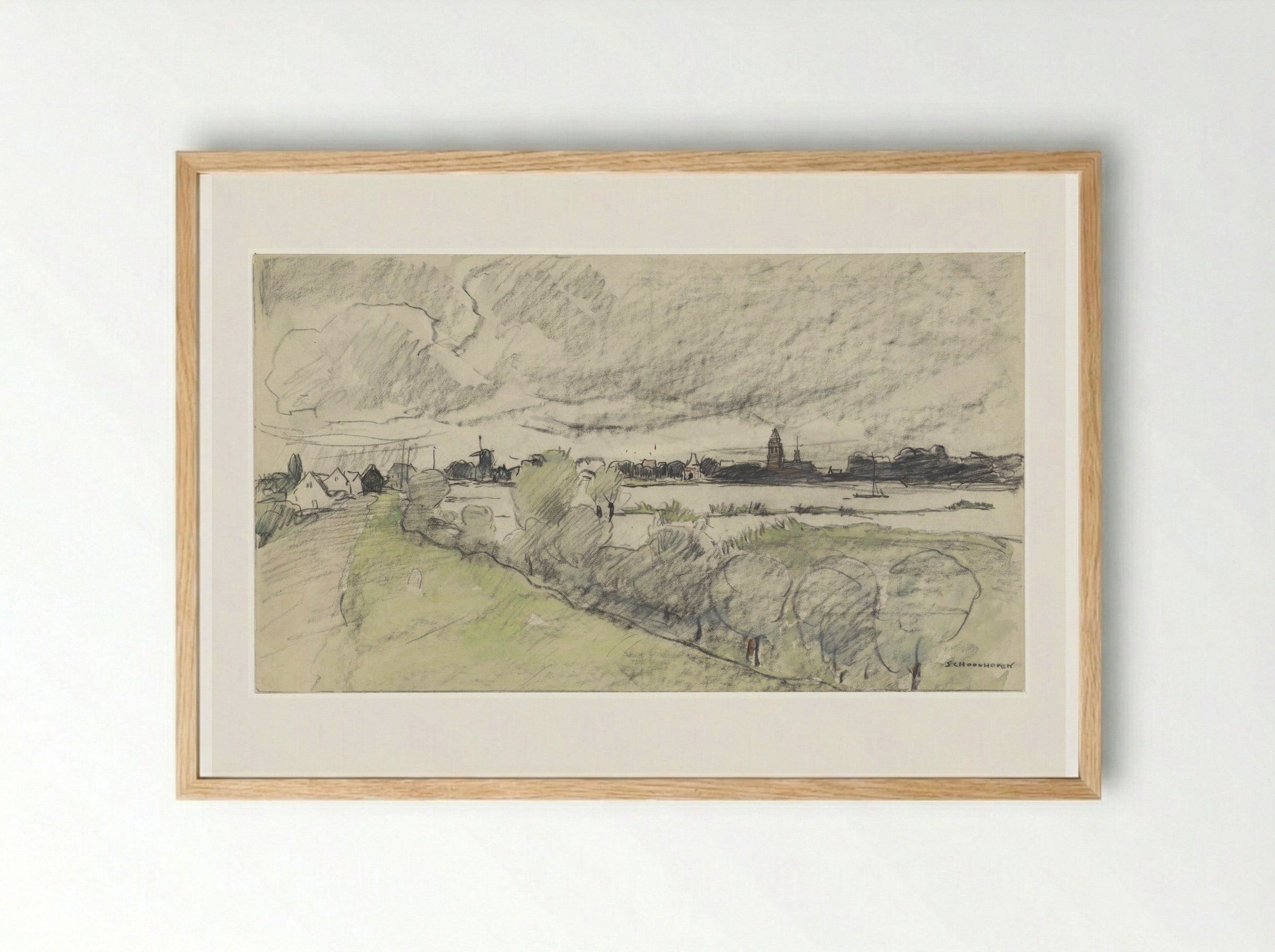 Gezicht op Schoonhoven - Adolf le Comte - Framed Print Wood