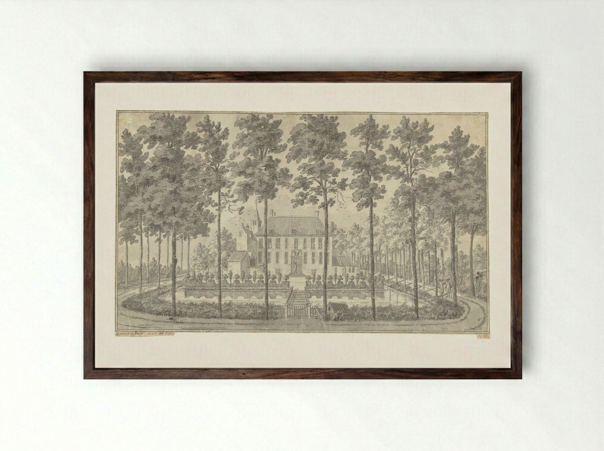 Gezicht op Slot Appeltern - Dirk van der Burg - Framed Print Dark Wood