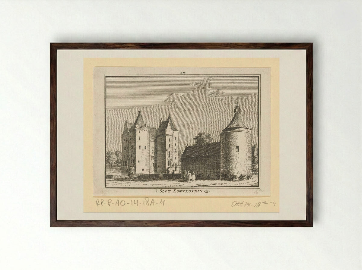 Gezicht op Slot Loevestein - Hendrik Spilman - Framed Print Dark Wood