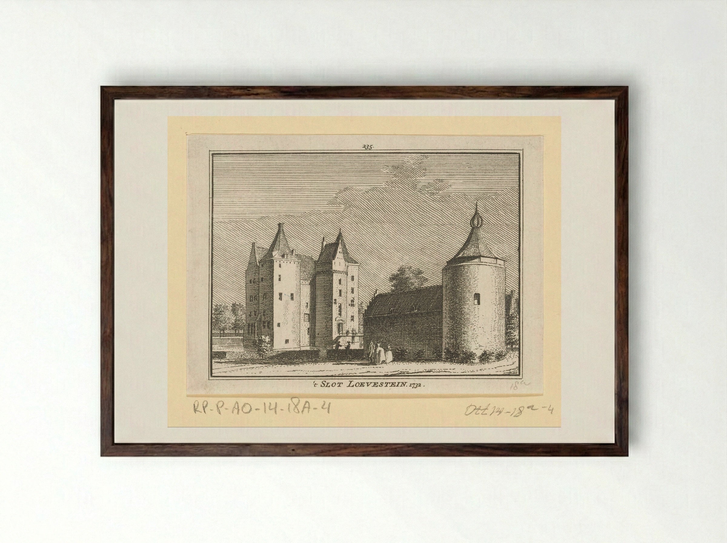 Gezicht op Slot Loevestein - Hendrik Spilman - Framed Print Dark Wood