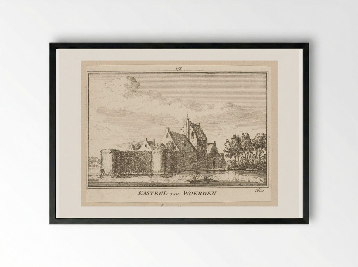 Gezicht op Slot Woerden - Abraham Rademaker - Framed Print Black