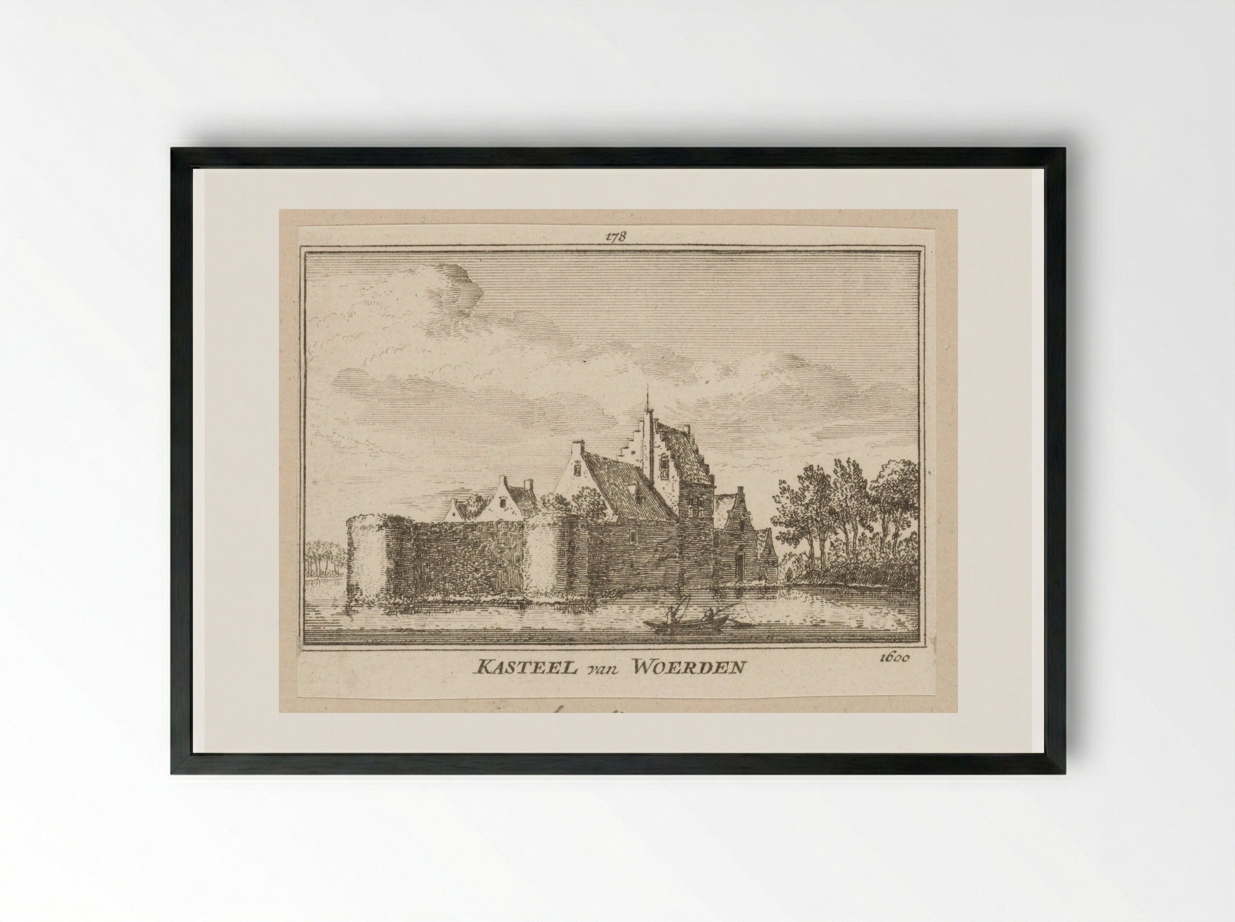 Gezicht op Slot Woerden - Abraham Rademaker - Framed Print Black