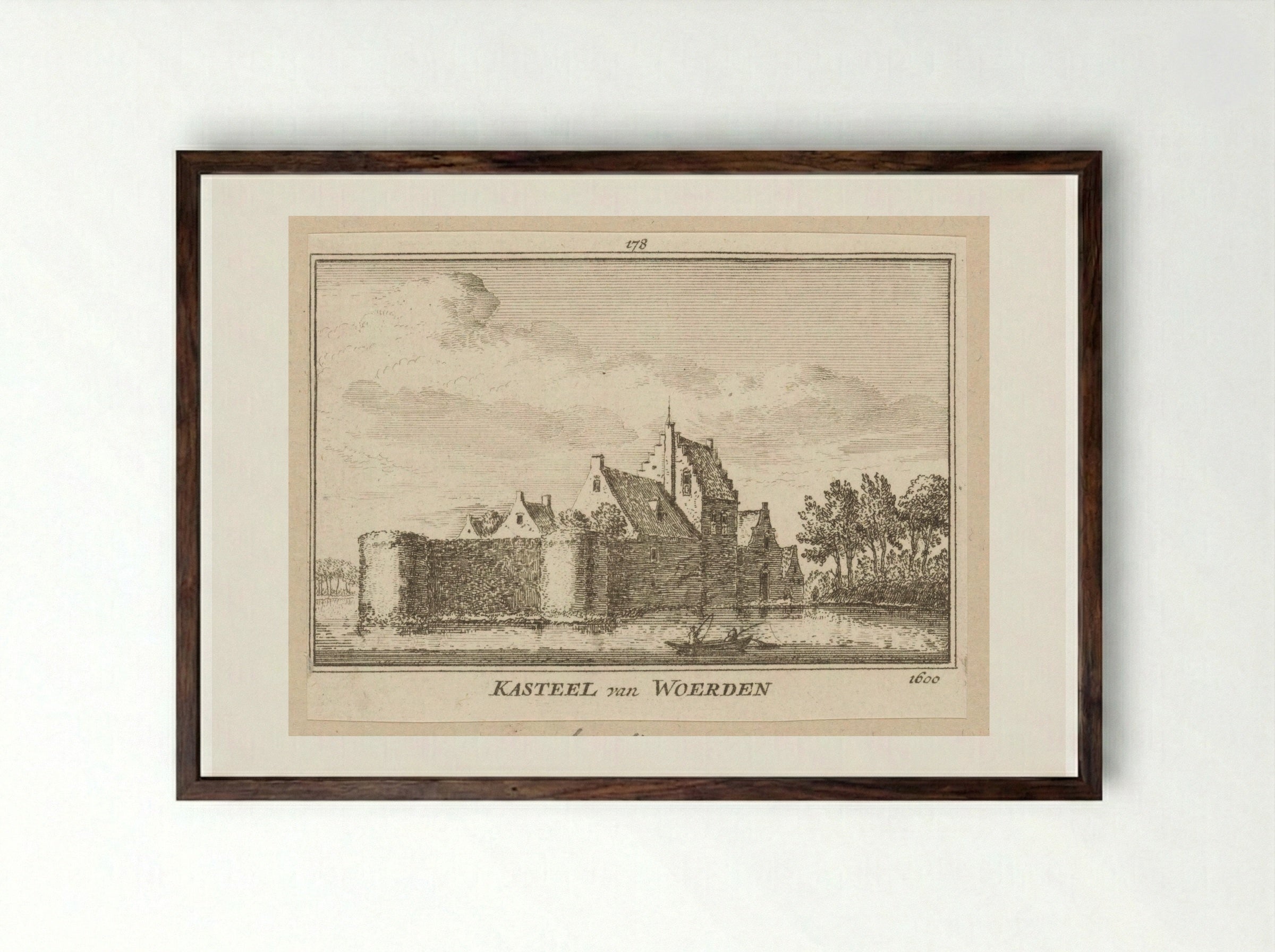 Gezicht op Slot Woerden - Abraham Rademaker - Framed Print Dark Wood