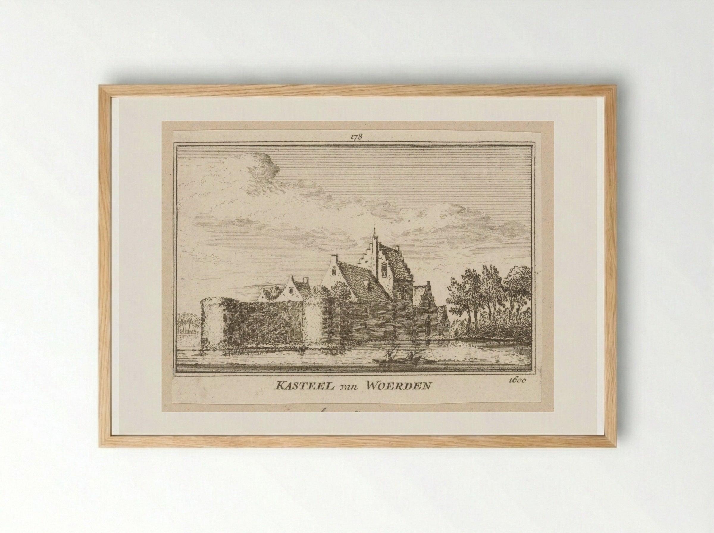 Gezicht op Slot Woerden - Abraham Rademaker - Framed Print Wood