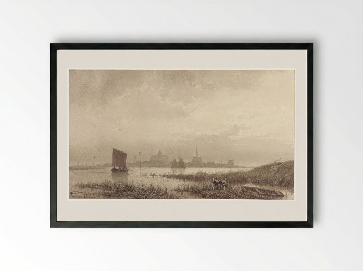 Gezicht op Veere - Petrus Franciscus Greive - Framed Print Black