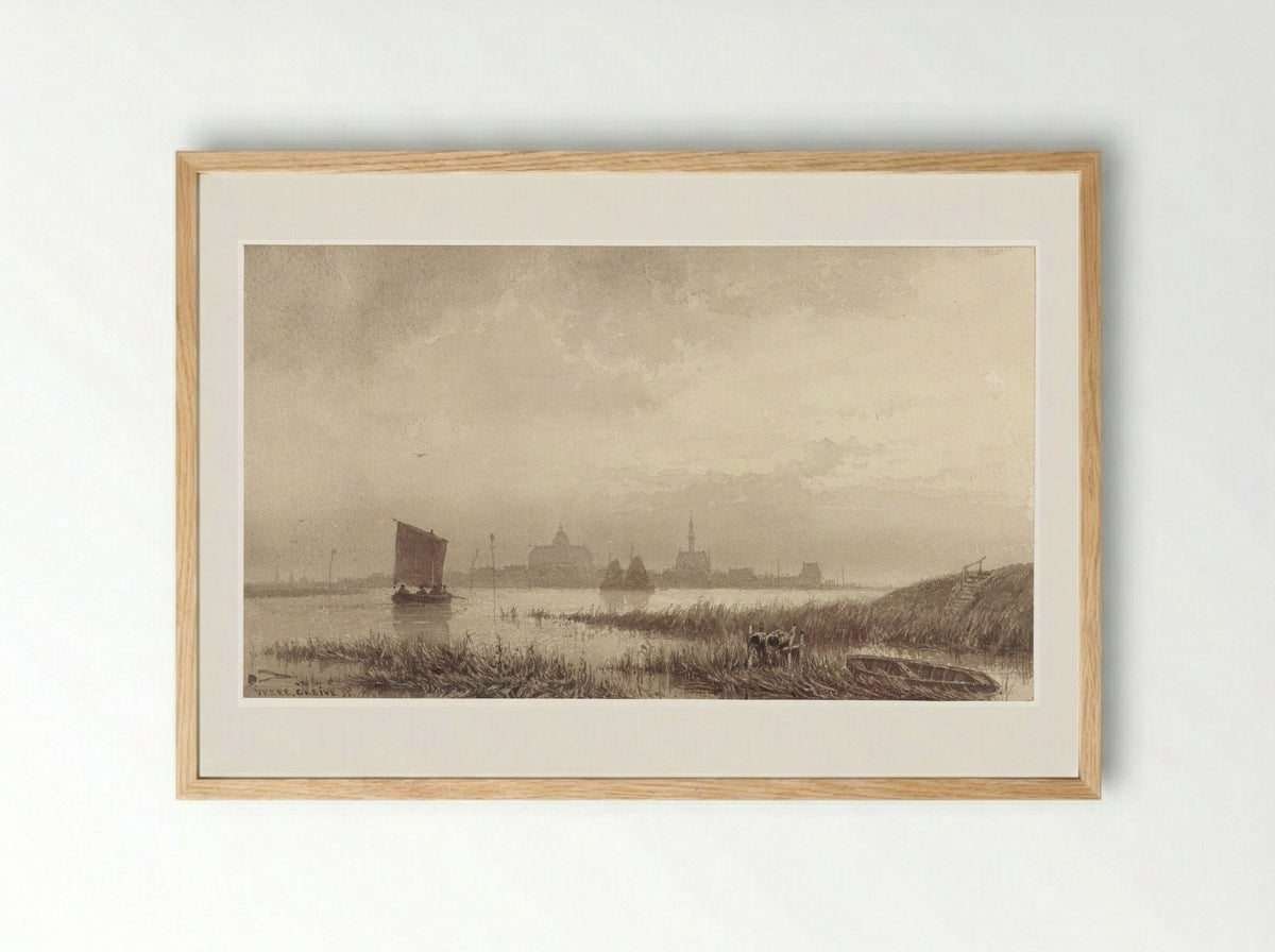 Gezicht op Veere - Petrus Franciscus Greive - Framed Print Wood