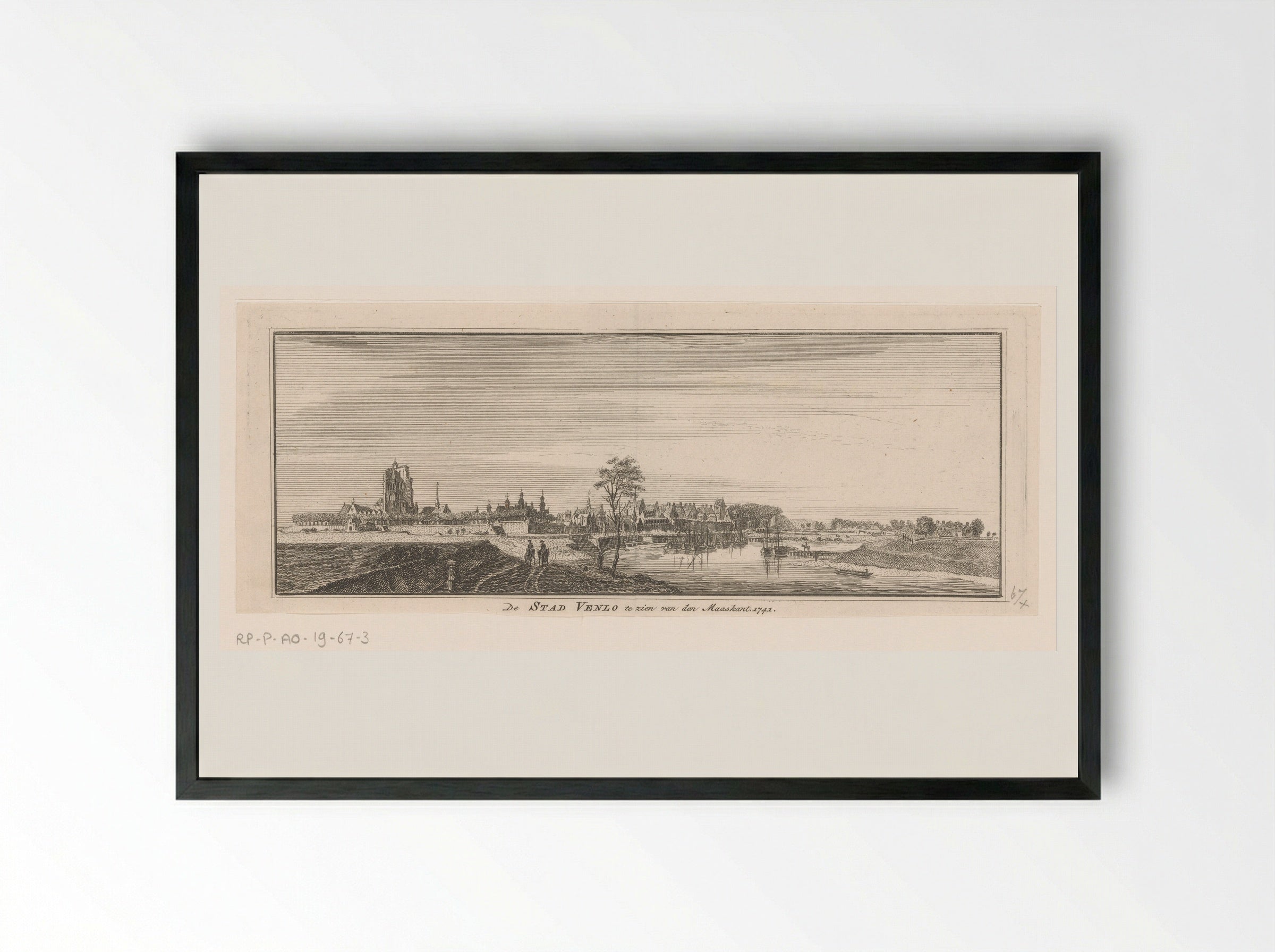 Gezicht op Venlo, gezien vanaf de Maas - Hendrik Spilman - Framed Print Black