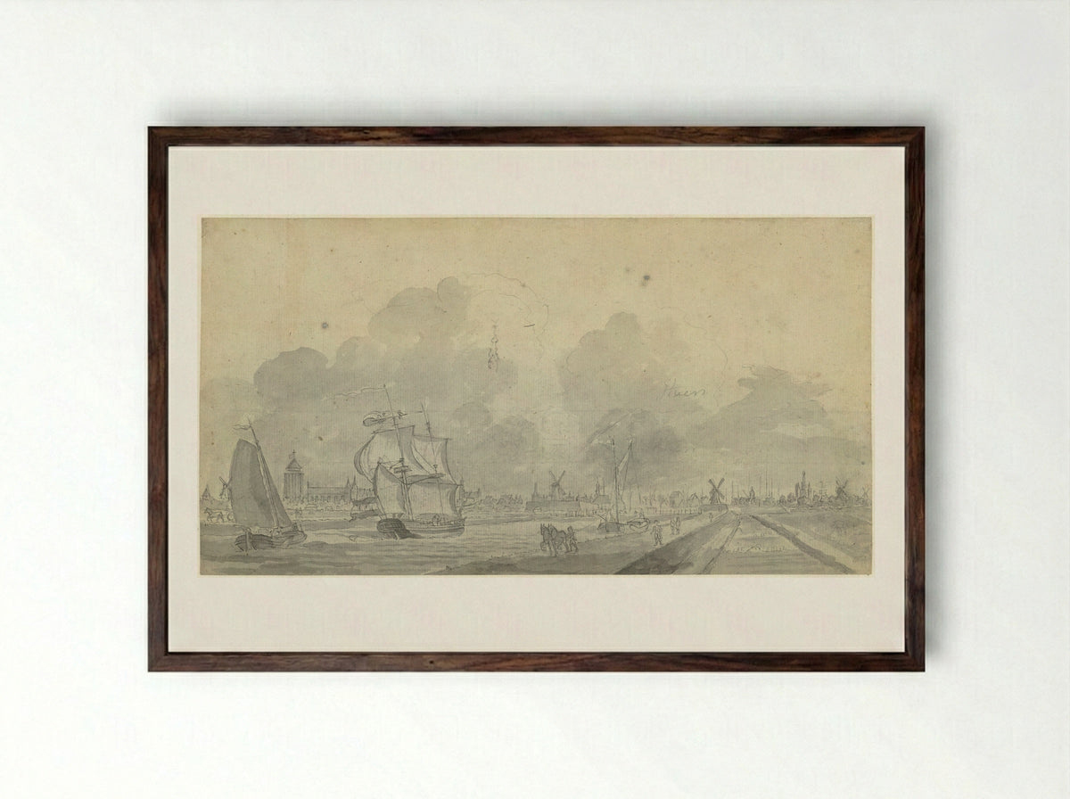 Gezicht op Zierikzee - Dirk de Jong - Framed Print Dark Wood