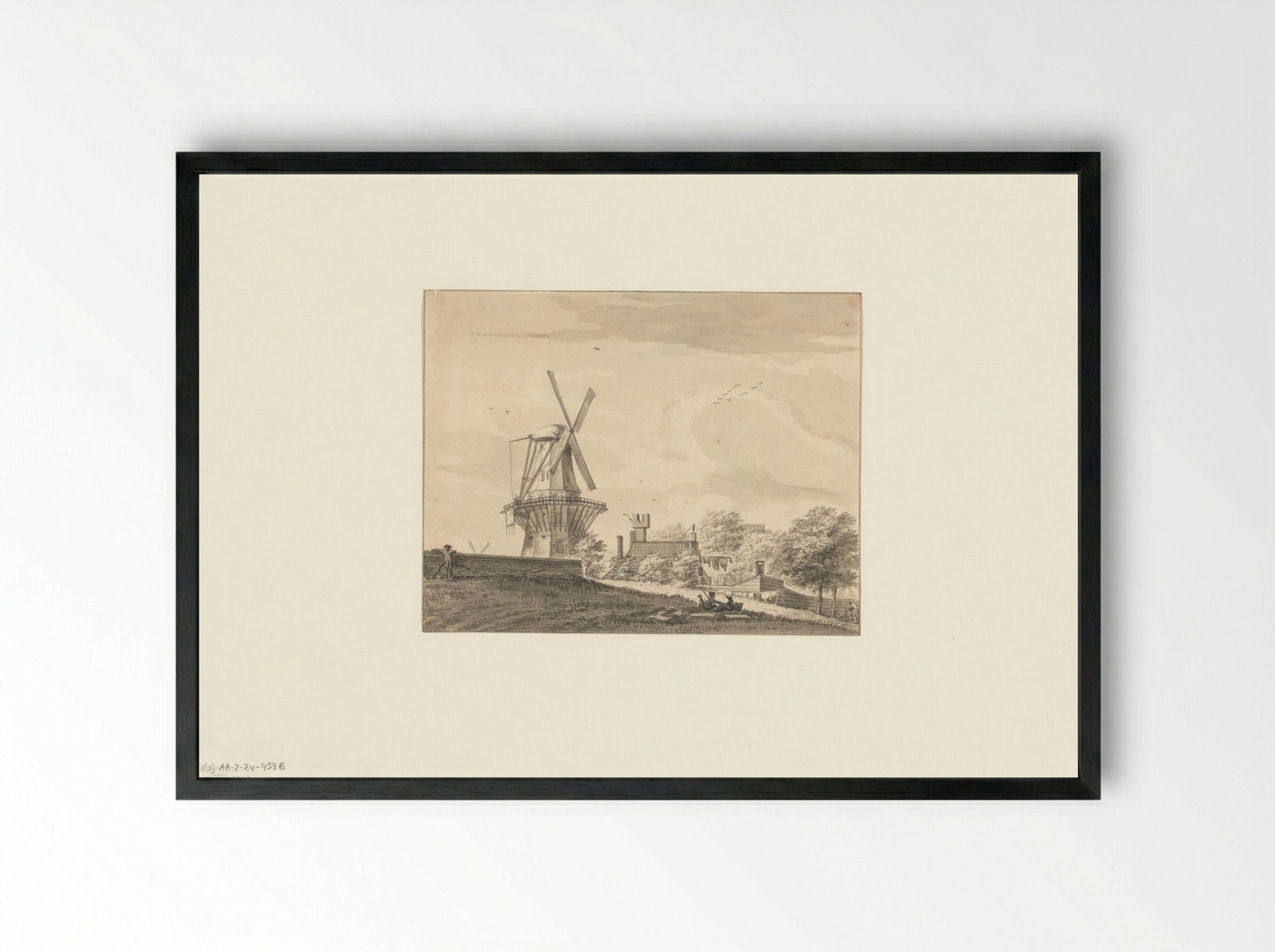 Gezicht op bolwerk Rijk met molen De Victor - Bartholomeus Barbiers - Framed Print Black
