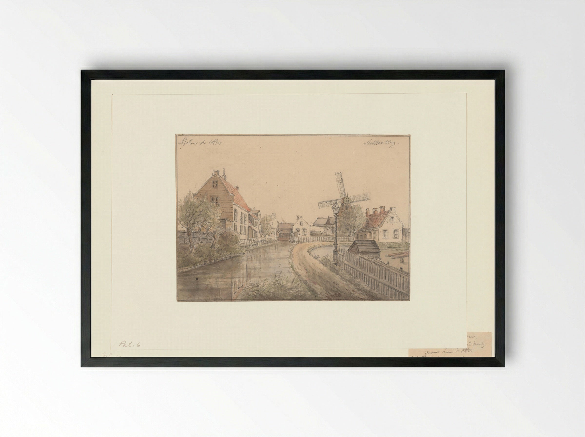 Gezicht op de Achterweg, gezien naar molen De Otter - Albert Martin - Framed Print Black